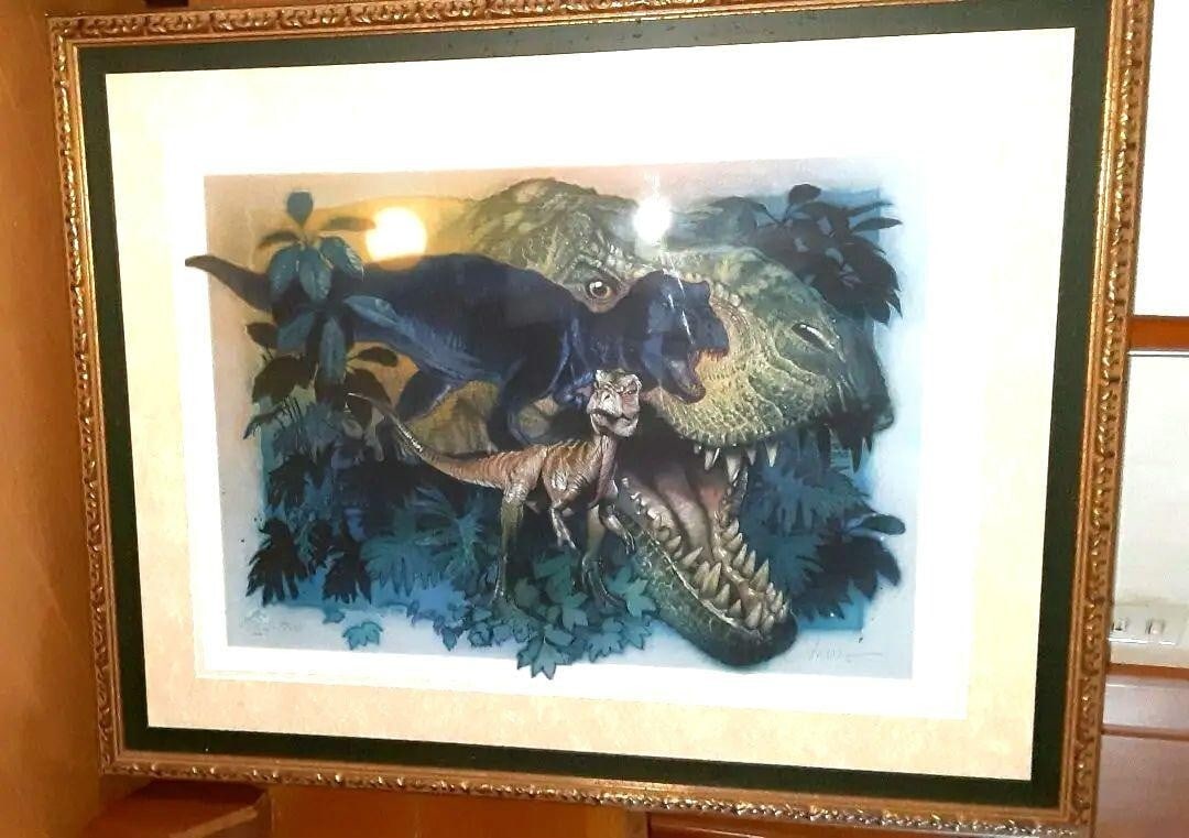 Struzan Drew Lost World Giclee 250 30 Autographed Framed: Struzan Drew Lost World Giclee 250 30 Autographed Framed Struzan Drew Lost World Giclee 250 30 Autographed Framed bears the signature of artist Drew Struzan. This print is a licensed reprint, framed a