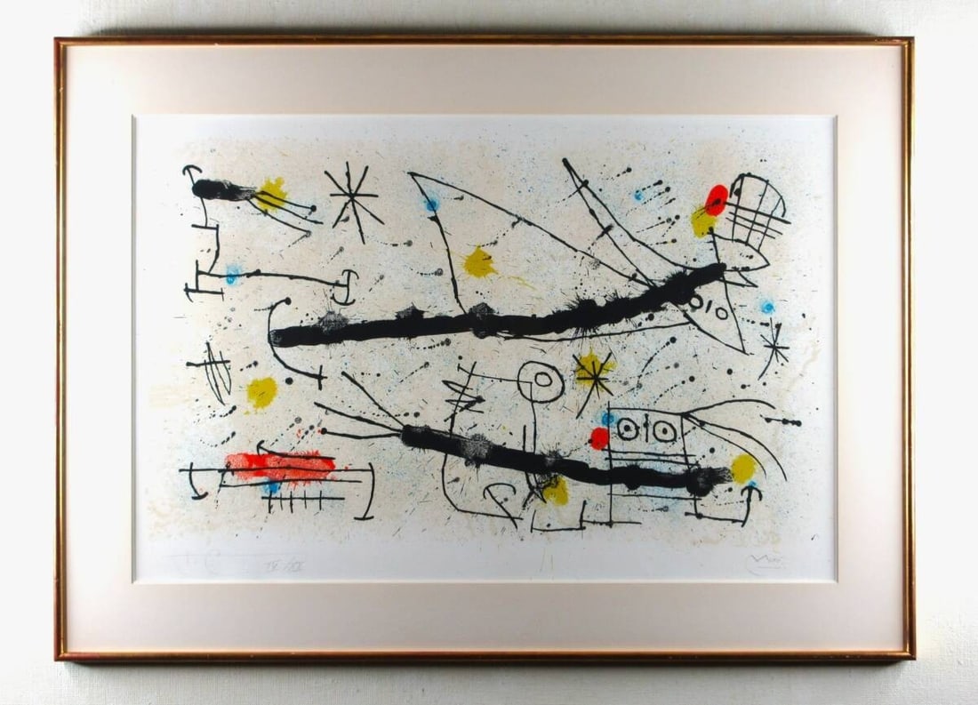 Mir Joan "Big Garden The" Lithograph H.C. 1964 Signed Framed: Mir Joan "Big Garden The" Lithograph H.C. 1964 Signed Framed Signed by H.C. in 1964, Mir Joan's "Big Garden The" lithograph is a stunning example of abstract art from the Contemporary period. This fra