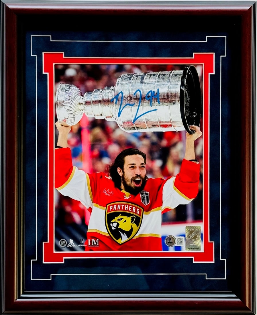 Stanley Cup Raising Ryan Lomberg Autographed Panthers Photo 8x10 Framed Beckett: Stanley Cup Raising Ryan Lomberg Autographed Panthers Photo 8x10 Framed Beckett 8x10 framed photo signed by Ryan Lomberg in blue paint pen, bearing his signature across the front. This unique piece fe