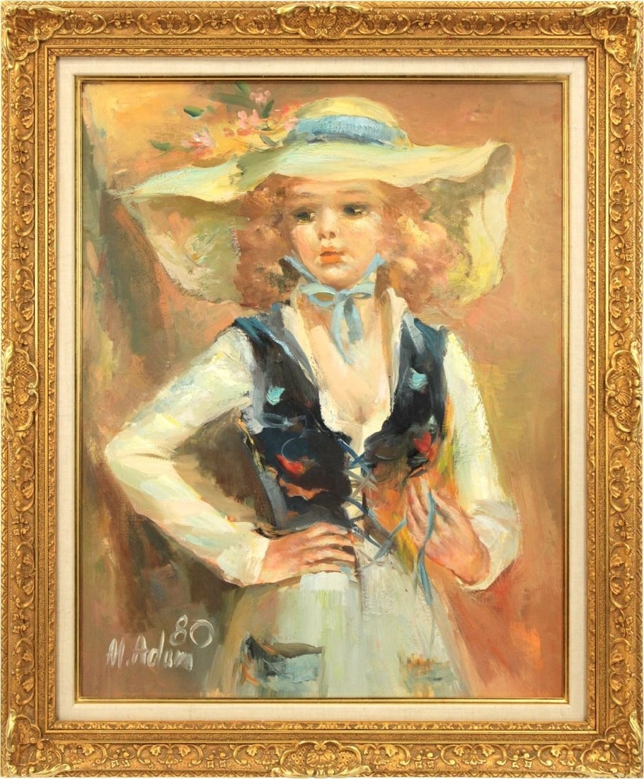 Marian Adamczyk Oil Painting Portrait Girl Hat Large Original Signed Framed Art: Marian Adamczyk Oil Painting Portrait Girl Hat Large Original Signed Framed Art Item Specifics: Unit Of Sale: Single Piece Artist: Marian Adamczyk Signed By: Marian Adamczyk Signed: Yes Size: Large Ma