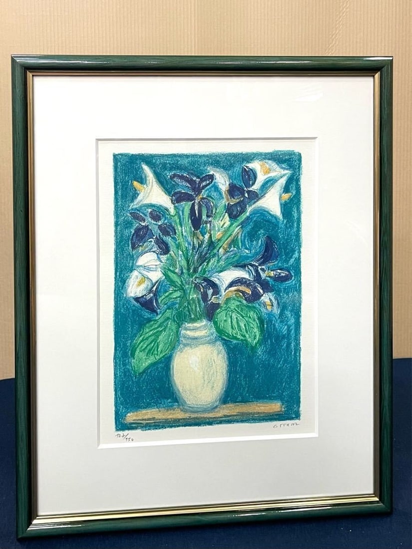 Andre Cottavoz Color and Iris Lithograph Signed ED 127/ 150 Framed Authentic Art: Andre Cottavoz Color and Iris Lithograph Signed ED 127/ 150 Framed Authentic Art Signed by artist Andre Cottavoz, this beautiful color and iris lithograph features stunning flowers as its subject. The