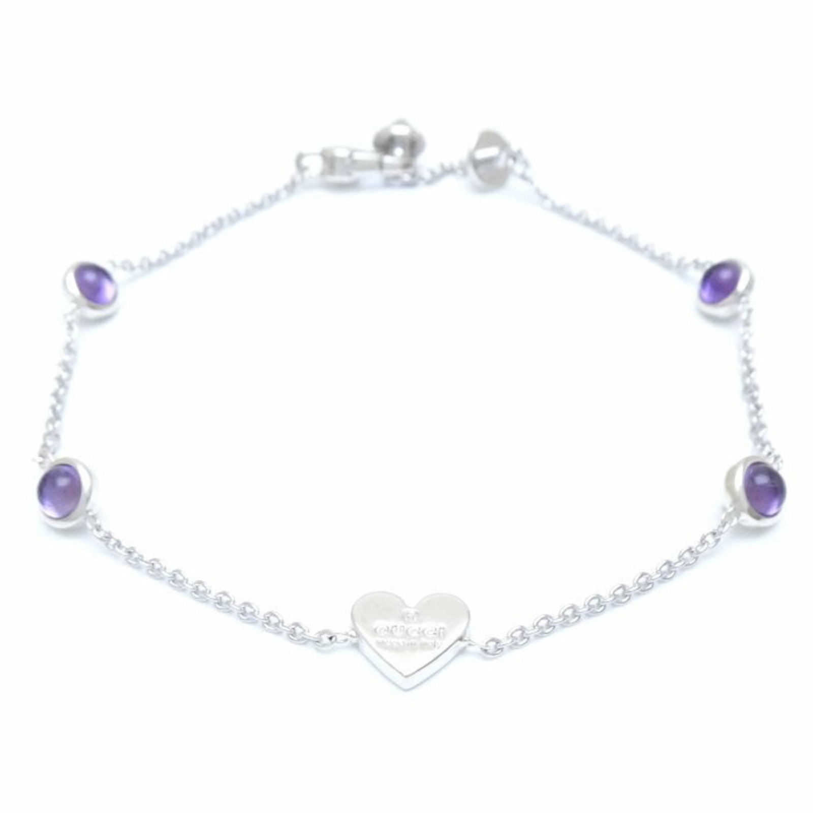 Gucci Charm Bracelet Silver 925: Gucci Charm Bracelet Silver 925 Silver 925 Gucci Charm Bracelet with Amethyst Stone, featuring a classic charm design and elegant silver finish. The bracelet measures 18.5cm-20.5cm in length and