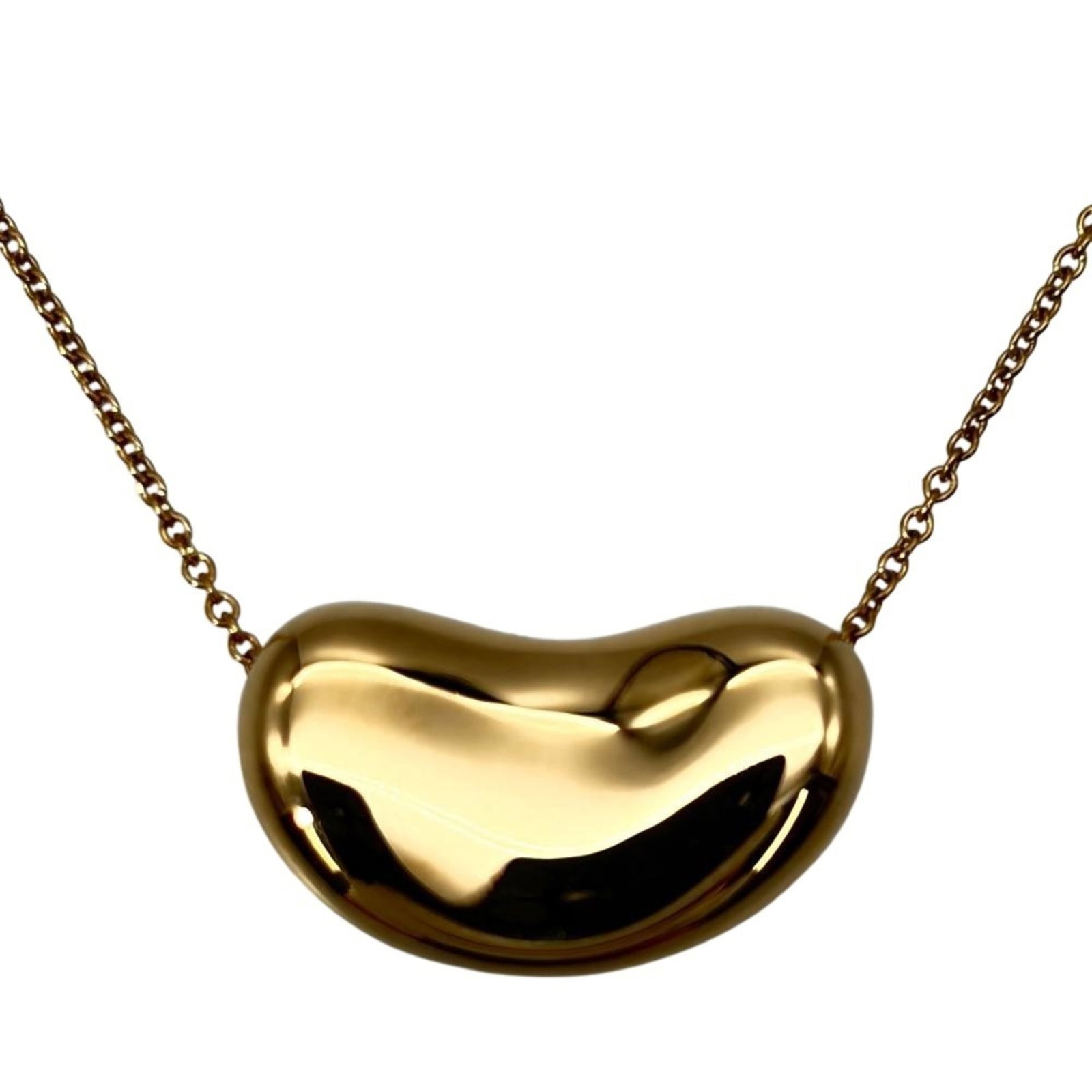 Tiffany & Co. Bean Design Necklace 18K Yellow Gold 7.2G 40Cm Women'S.: Tiffany & Co. Bean Design Necklace 18K Yellow Gold 7.2G 40Cm Women'S. Tiffany & Co. Bean Design Necklace in 18K Yellow Gold features a striking 40cm chain and an 18mm x 10mm pendant, showcasing the ic
