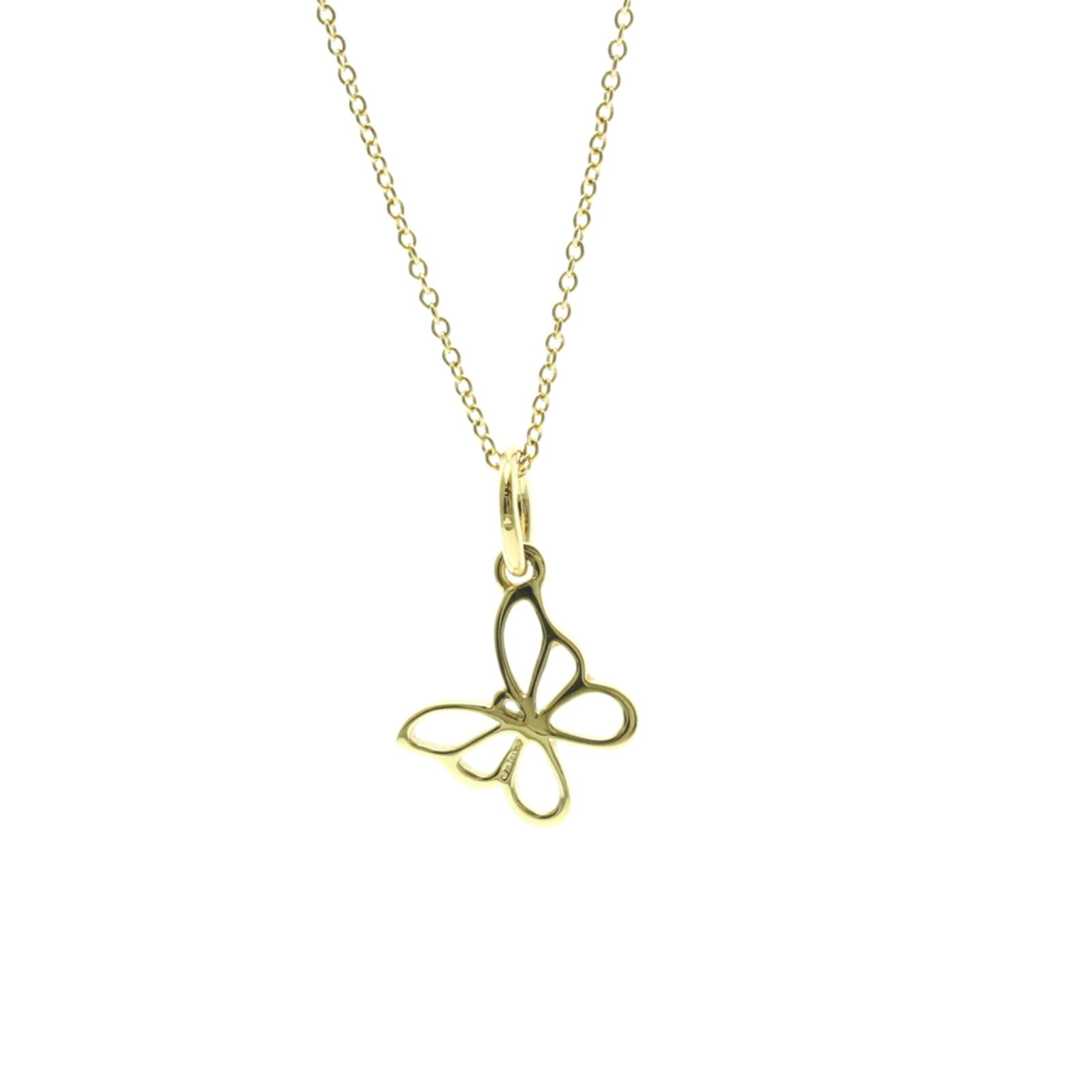 Menwomen Fashion Yellow Gold Necklace Butterfly Pendant No Stone 18k Tiffany: Menwomen Fashion Yellow Gold Necklace Butterfly Pendant No Stone 18k Tiffany Yellow Gold Butterfly Pendant Necklace from Tiffany, featuring a delicate 18k gold butterfly pendant suspended from a chain