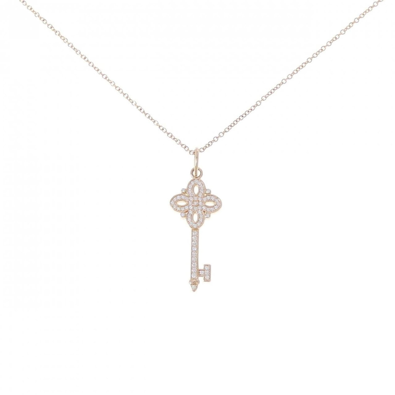 Key Victoria Tiffany Necklace: Key Victoria Tiffany Necklace Pink Gold (18K) Tiffany Necklace with a 29.7mm x 10.5mm pendant, featuring a delicate design on a 41 cm / 16.14'' chain. This necklace is made from high-quality pink gold