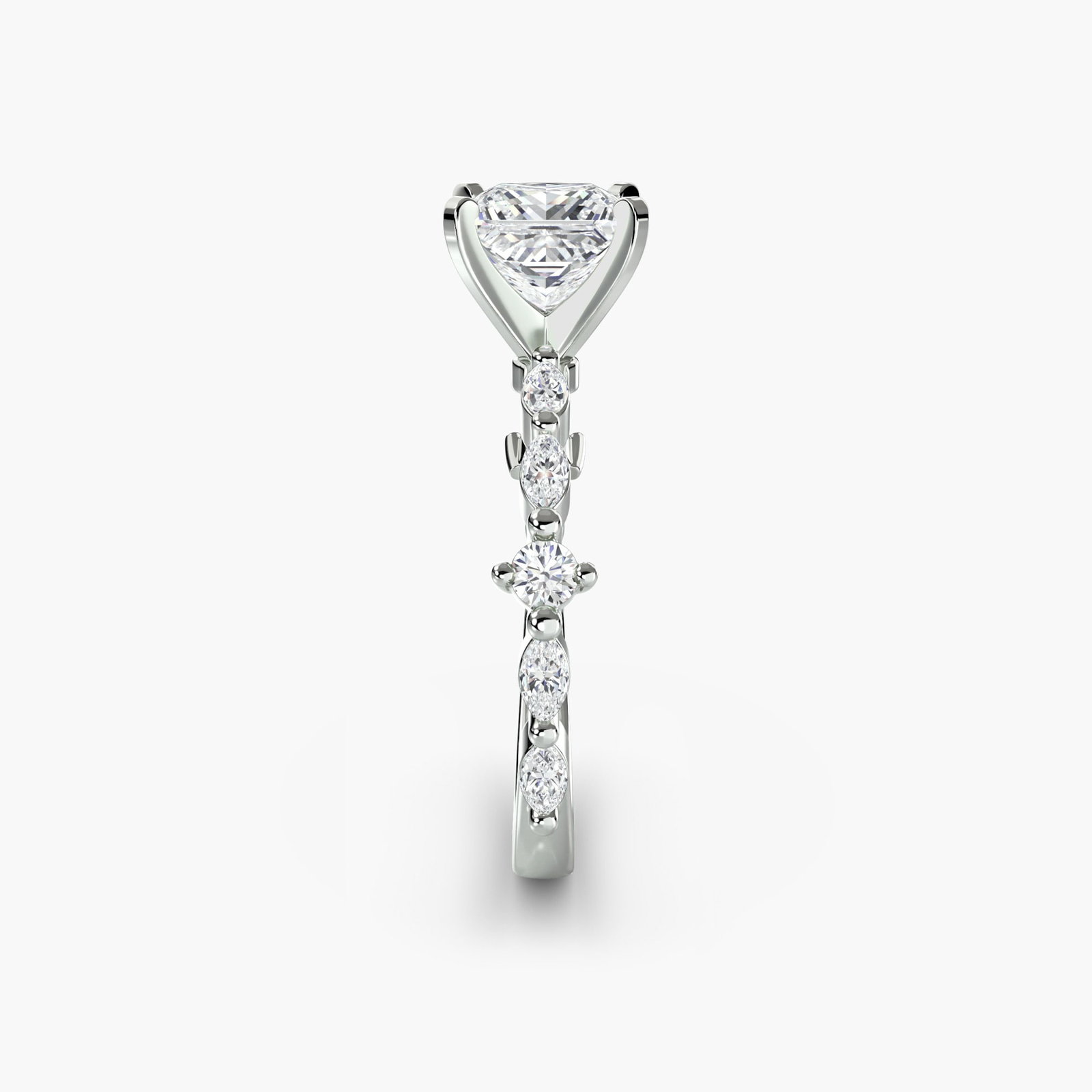 Pave Princess 950 Platinum Ring Setting - 3