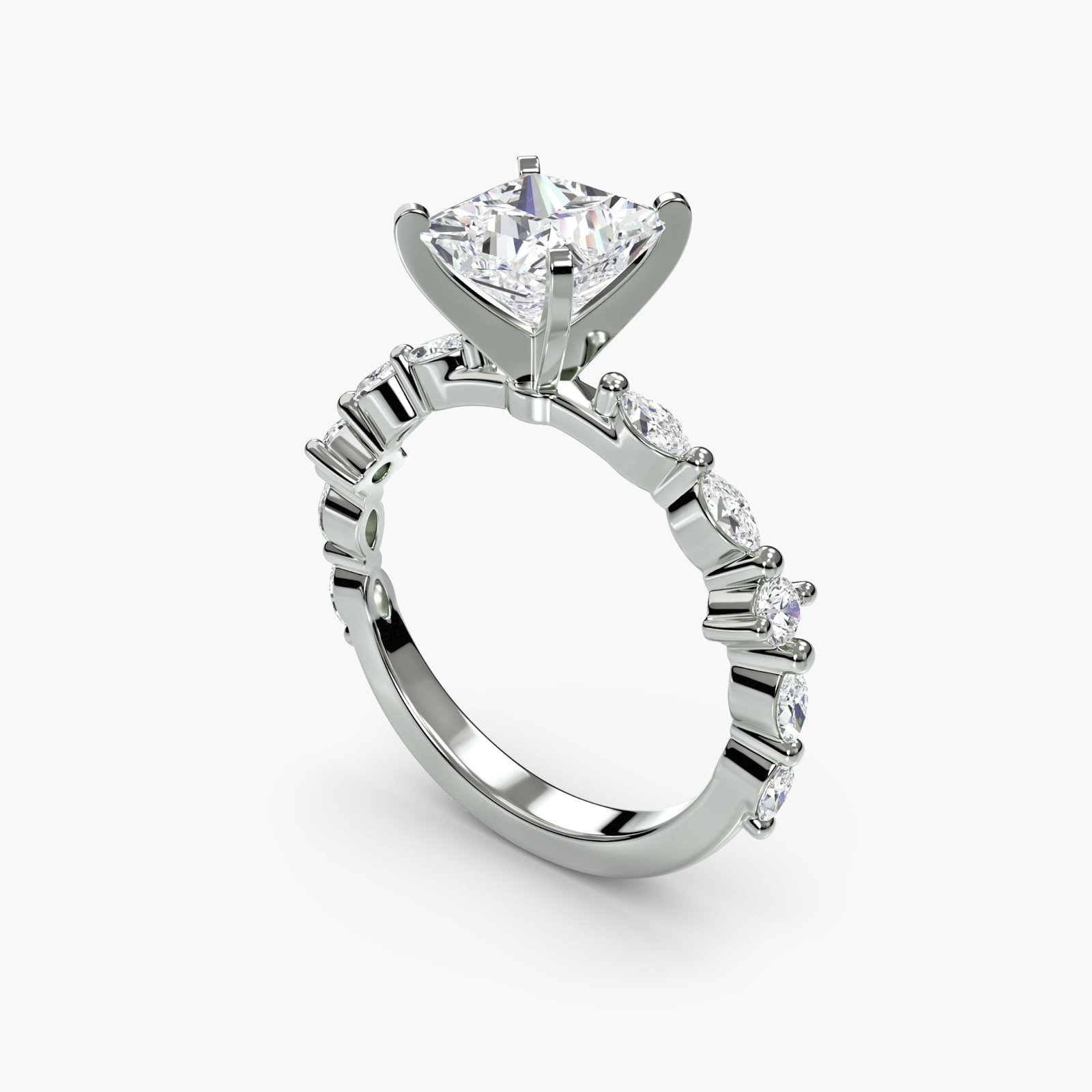 Pave Princess 950 Platinum Ring Setting - 5