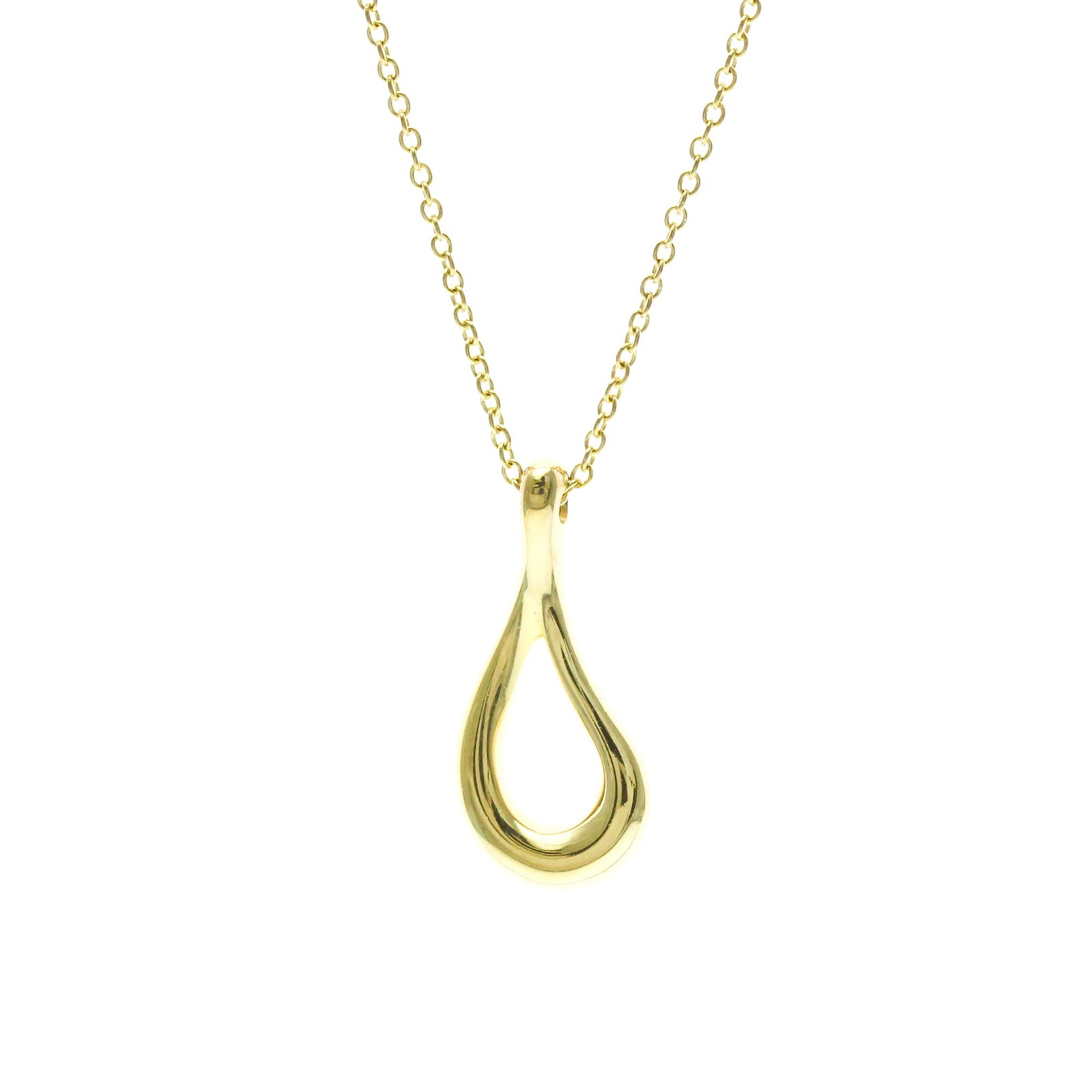 Tiffany Open Teardrop Necklace Yellow Gold (18K) No Stone Womenmen Fashion Pendant Necklace (Gold) (1 of 15)