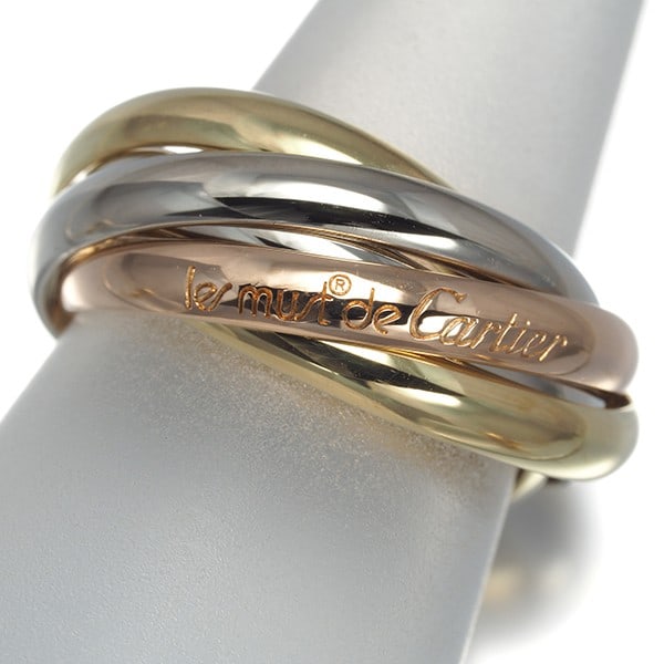 Cartier Ring Trinity 3Color Sm 5-Strand Eu49 18K Yg/ Wg/ Rg: Cartier Ring Trinity 3Color Sm 5-Strand Eu49 18K Yg/ Wg/ Rg Multi-tone gold metal, 18k purity, and a signature mark on the work make Cartier's Trinity Ring stand out. This 5-strand ring features a