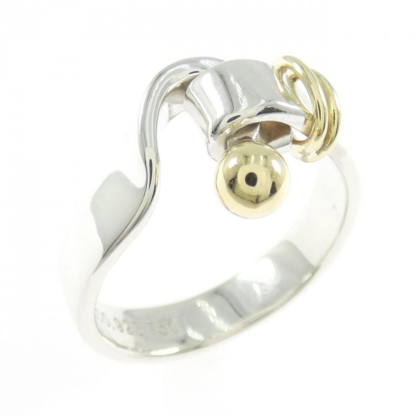 Tiffany Band Ring Silver 925 Yellow Gold (18K): Tiffany Band Ring Silver 925 Yellow Gold (18K) Silver and yellow gold band ring from Tiffany, crafted with 925 silver and 18K yellow gold. This used item has hardly any signs of wear and is in like ne