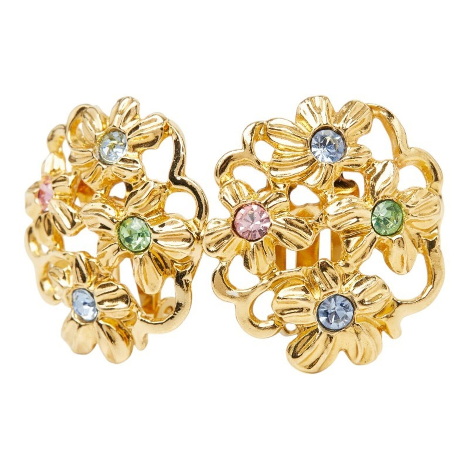Saint Laurent Yves Clip Plating Gold Earrings: Saint Laurent Yves Clip Plating Gold Earrings Gold Plating Yves Saint Laurent Clip Earrings with Rhinestone Accents, featuring a sleek and modern design. Made from gold plating material, these earring
