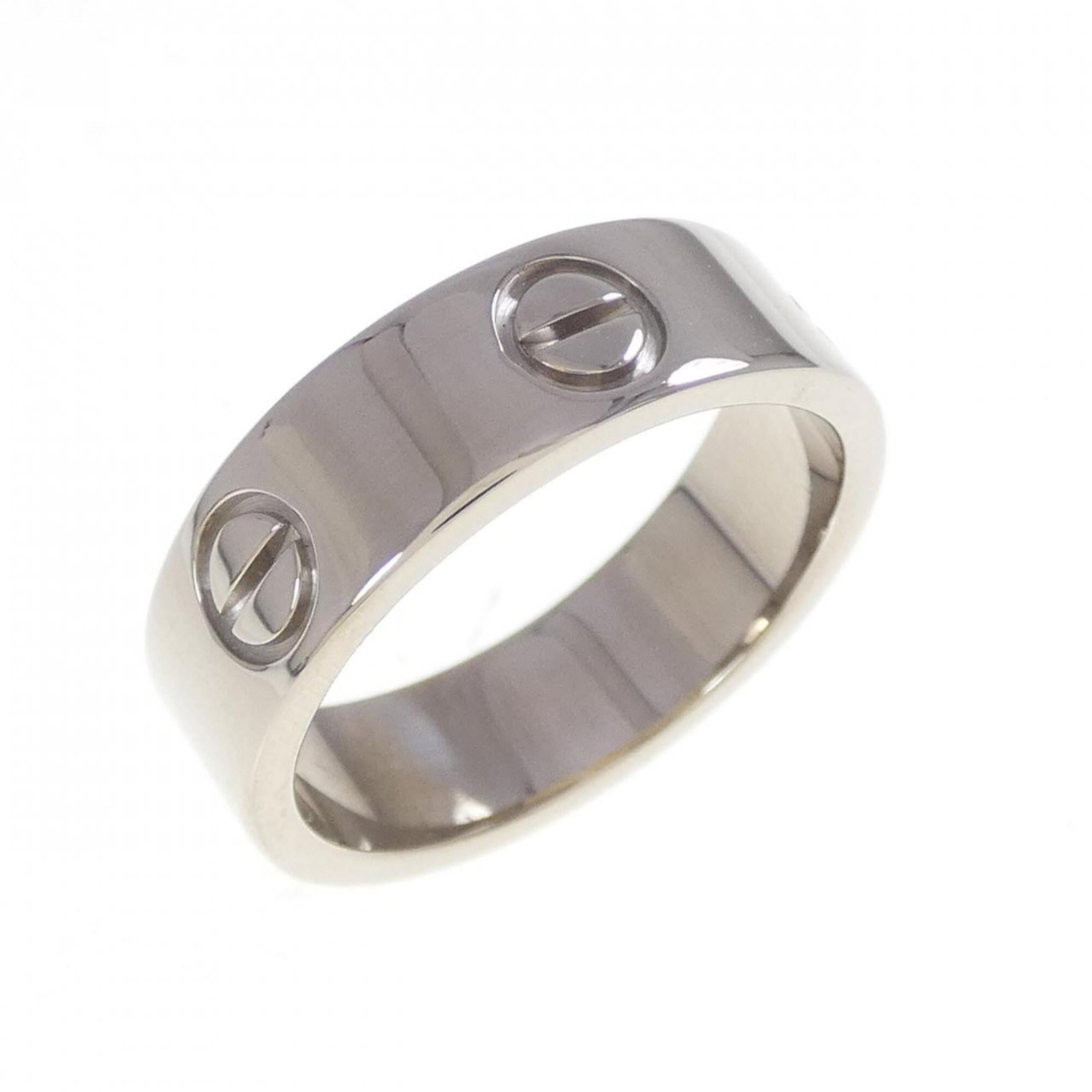 White Gold Cartier Band Ring 18K: White Gold Cartier Band Ring 18K 18K White Gold Cartier Band Ring in Excellent Condition. This stunning ring features a band crafted from high-quality white gold, with a few traces of usage visible bu