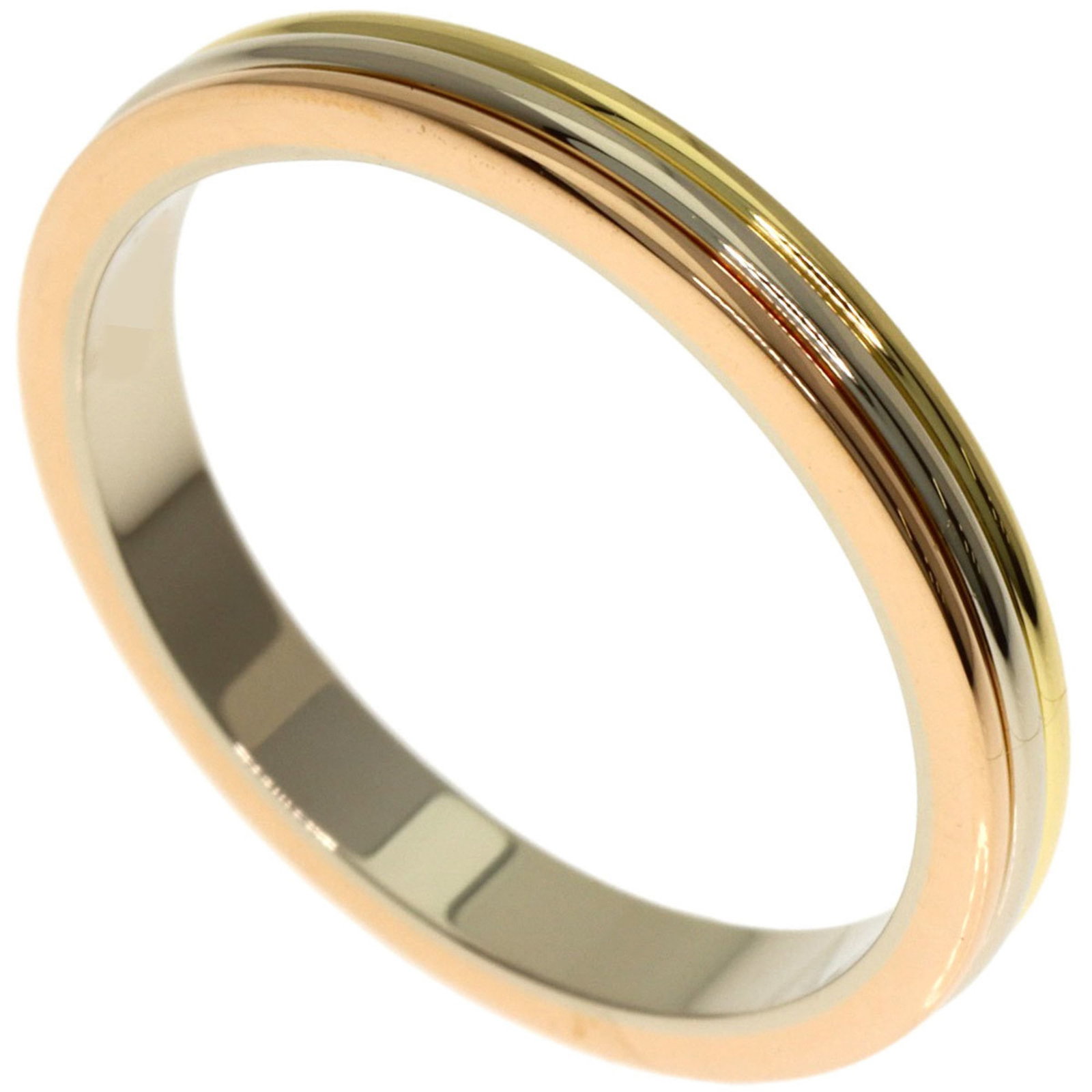 Cartier Pink 18k White 18k Yellow Gold Ring Band: Cartier Pink 18k White 18k Yellow Gold Ring Band Pink Gold and Yellow Gold blend in harmony on this elegant Cartier band ring, showcasing the beauty of 18k white and yellow gold. The pink gold adds a