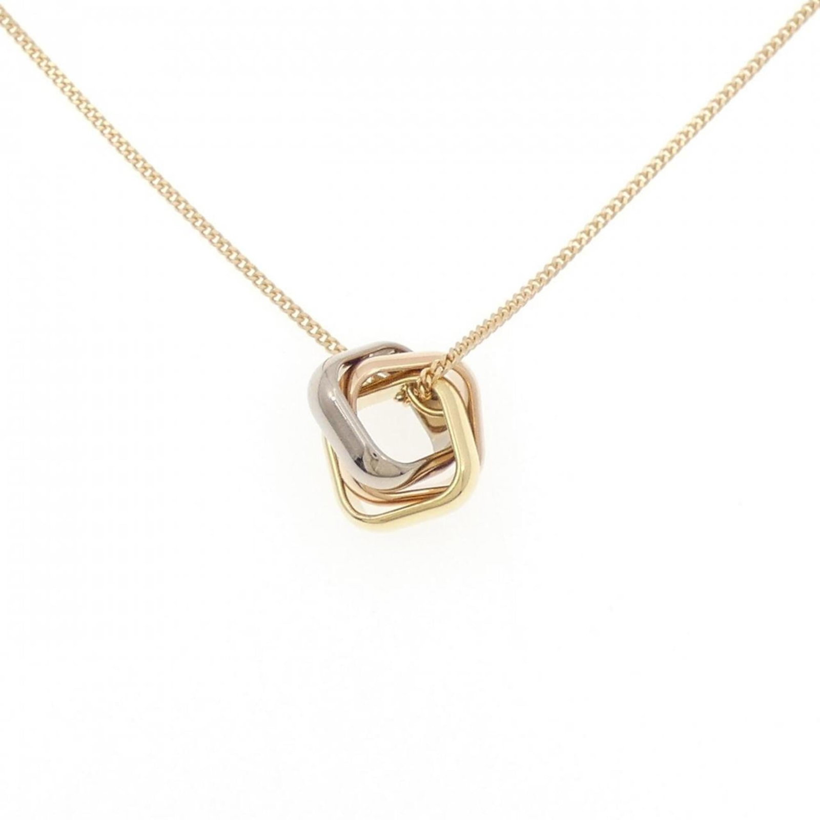 Trinity Cartier Necklace: Trinity Cartier Necklace Pink Gold (18K) Cartier Necklace with Pendant, 50 cm / 19.68'' Circumference, Used in Very Good Condition. The necklace features a 15mm x 13.2mm pendant made from White Gold (