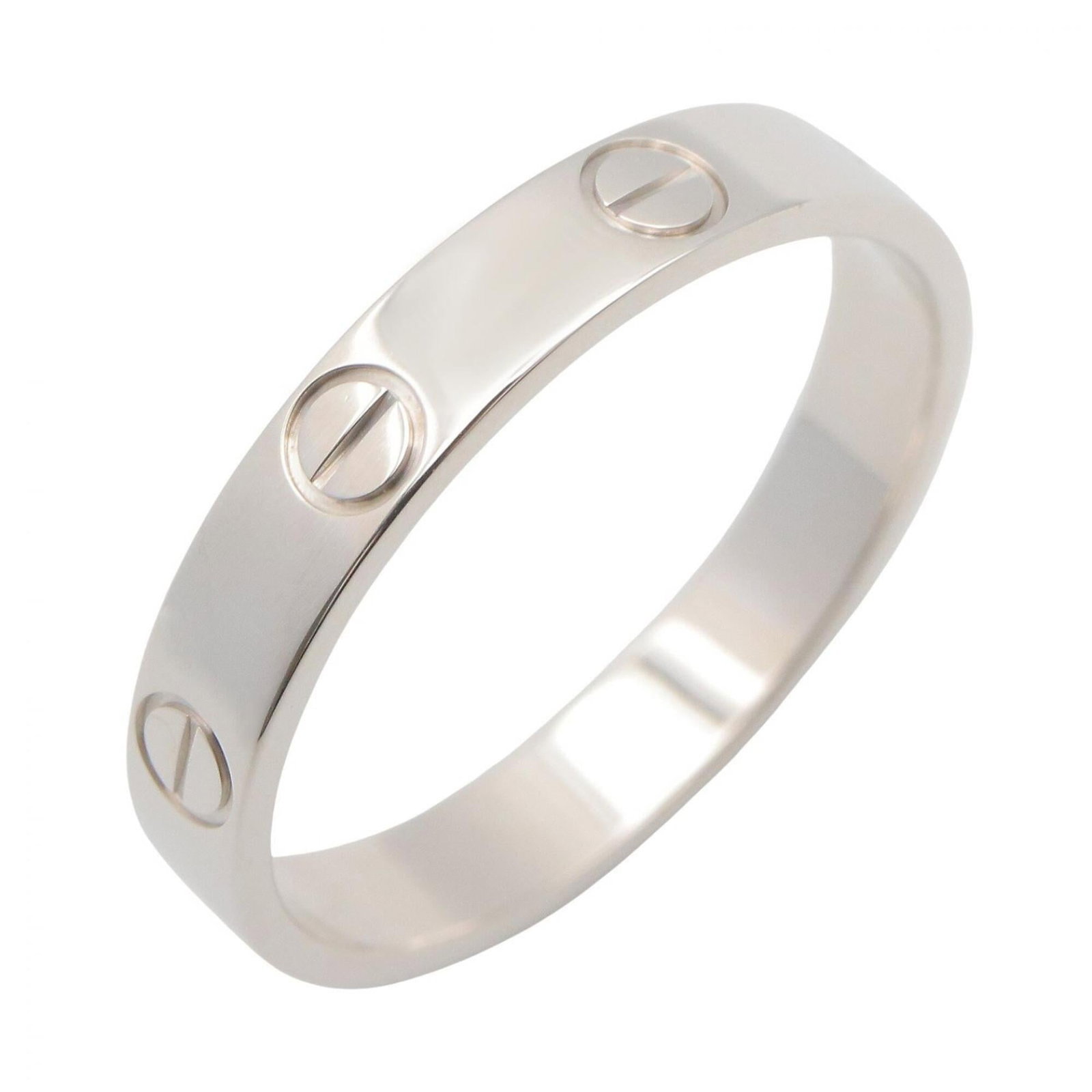 White Gold Cartier Band Ring 18K: White Gold Cartier Band Ring 18K 18K White Gold Cartier Band Ring in Excellent Condition. This stunning ring features a classic band design from renowned luxury brand Cartier, crafted from