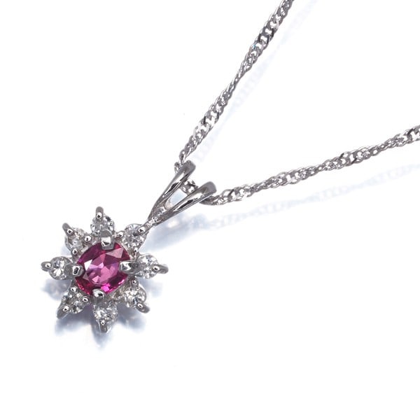 Sapphire diamond necklace pink 0.09ct platinum 850 900: Sapphire diamond necklace pink 0.09ct platinum 850 900 Platinum necklace featuring a 0.09ct pink sapphire pendant, showcasing the natural beauty of this rare gemstone. The necklace's high metal purity