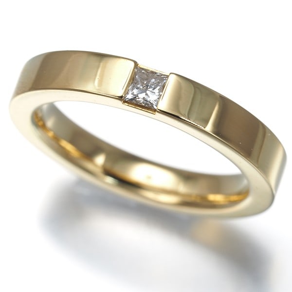 Harry Winston Ring Diamond Wedding Band Princess-Cut Us5 18K Yg: Harry Winston Ring Diamond Wedding Band Princess-Cut Us5 18K Yg Yellow Gold Princess-Cut Diamond Wedding Band with Natural Setting, featuring a beautiful US5 size diamond. This 18k band showcases the