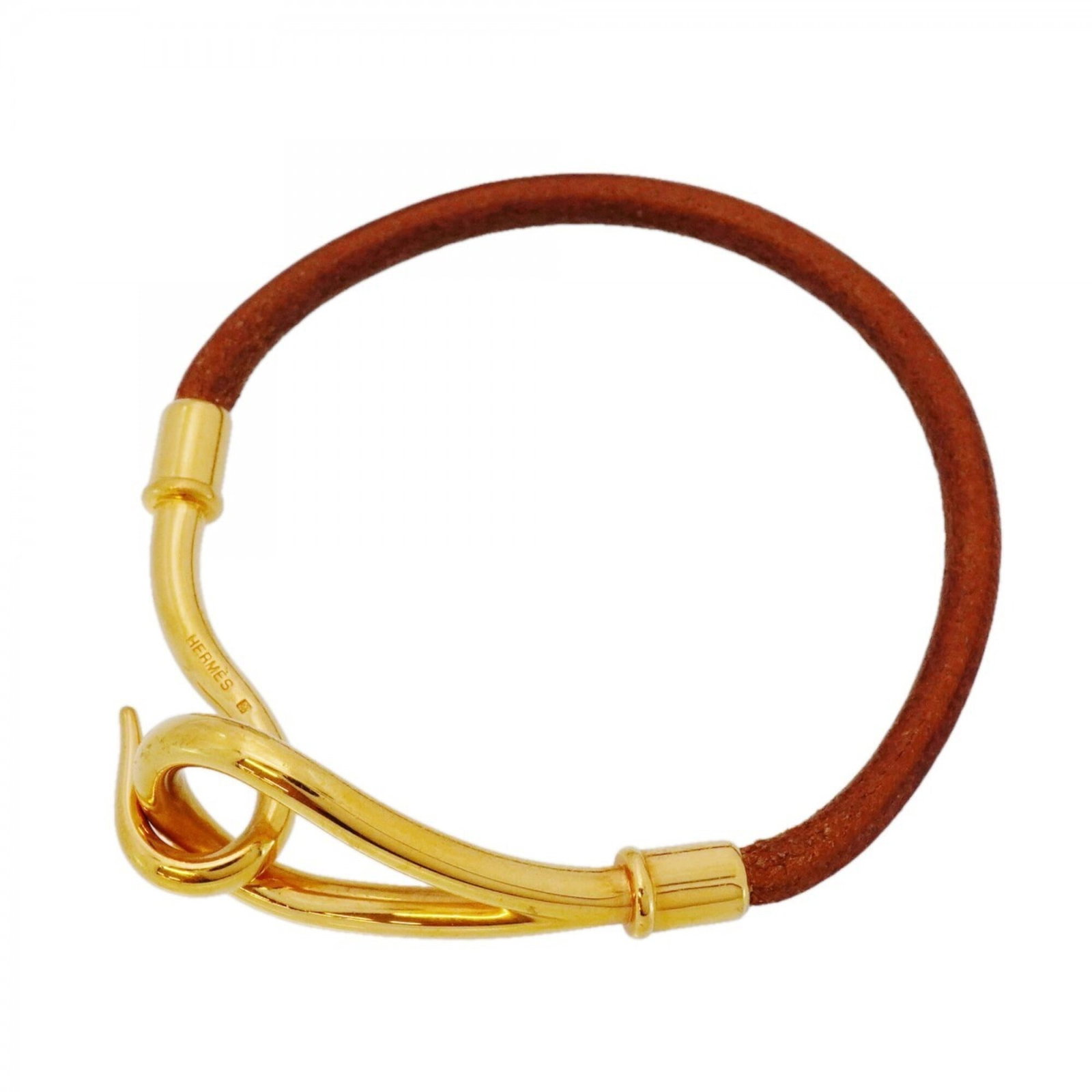 Hermes Charm Bracelet Gold Plating Leather: Hermes Charm Bracelet Gold Plating Leather Gold plating and rich brown leather come together in this classic Hermes charm bracelet, measuring 15.5cm in length. The item bears traces of usage, with