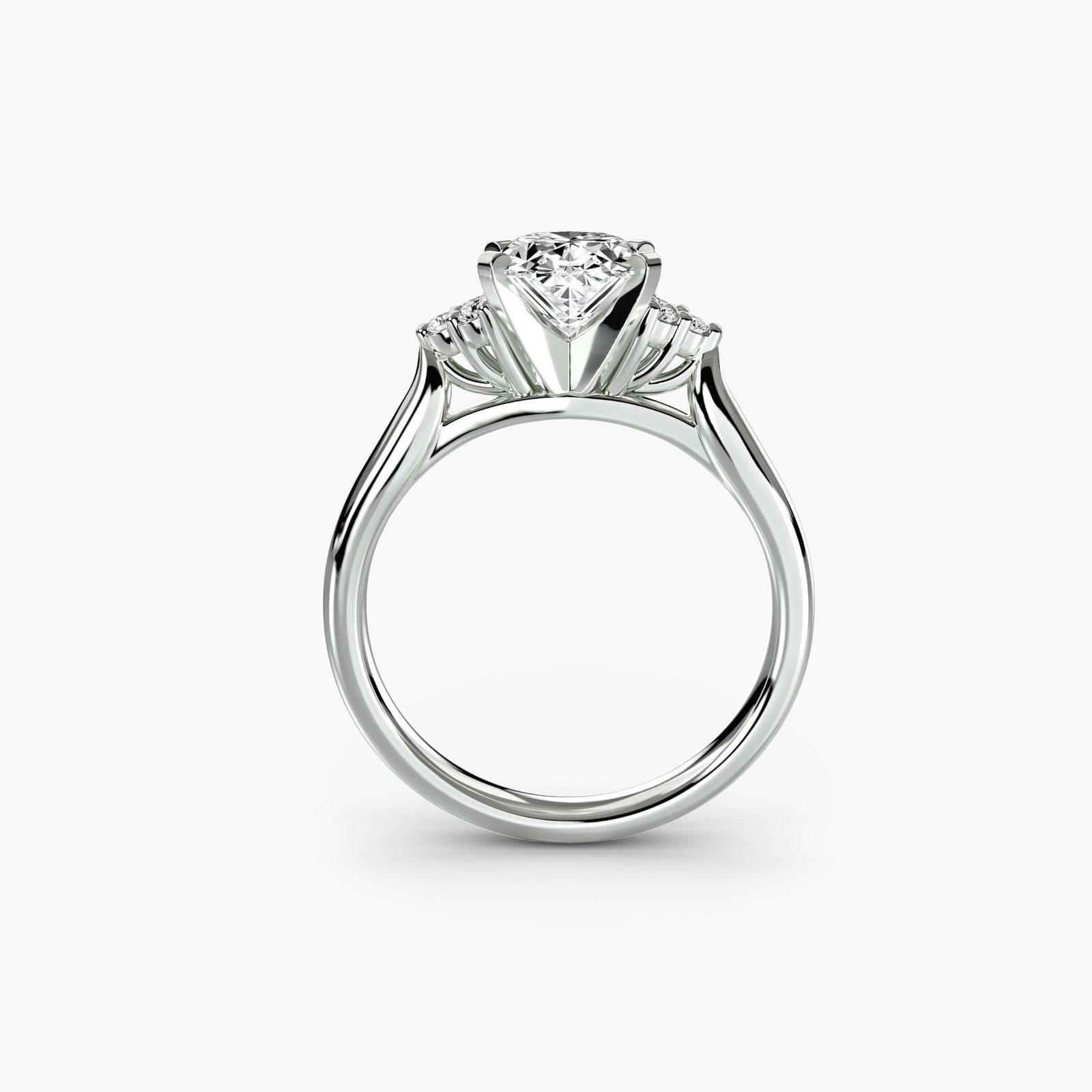 Solitaire Oval 14Kt White Gold Ring Setting: Solitaire Oval 14Kt White Gold Ring Setting The Solitaire Oval 14Kt White Gold Ring Setting boasts an elegant oval shape, perfectly complemented by six lab-grown side stones totaling 0.09 carats in EF