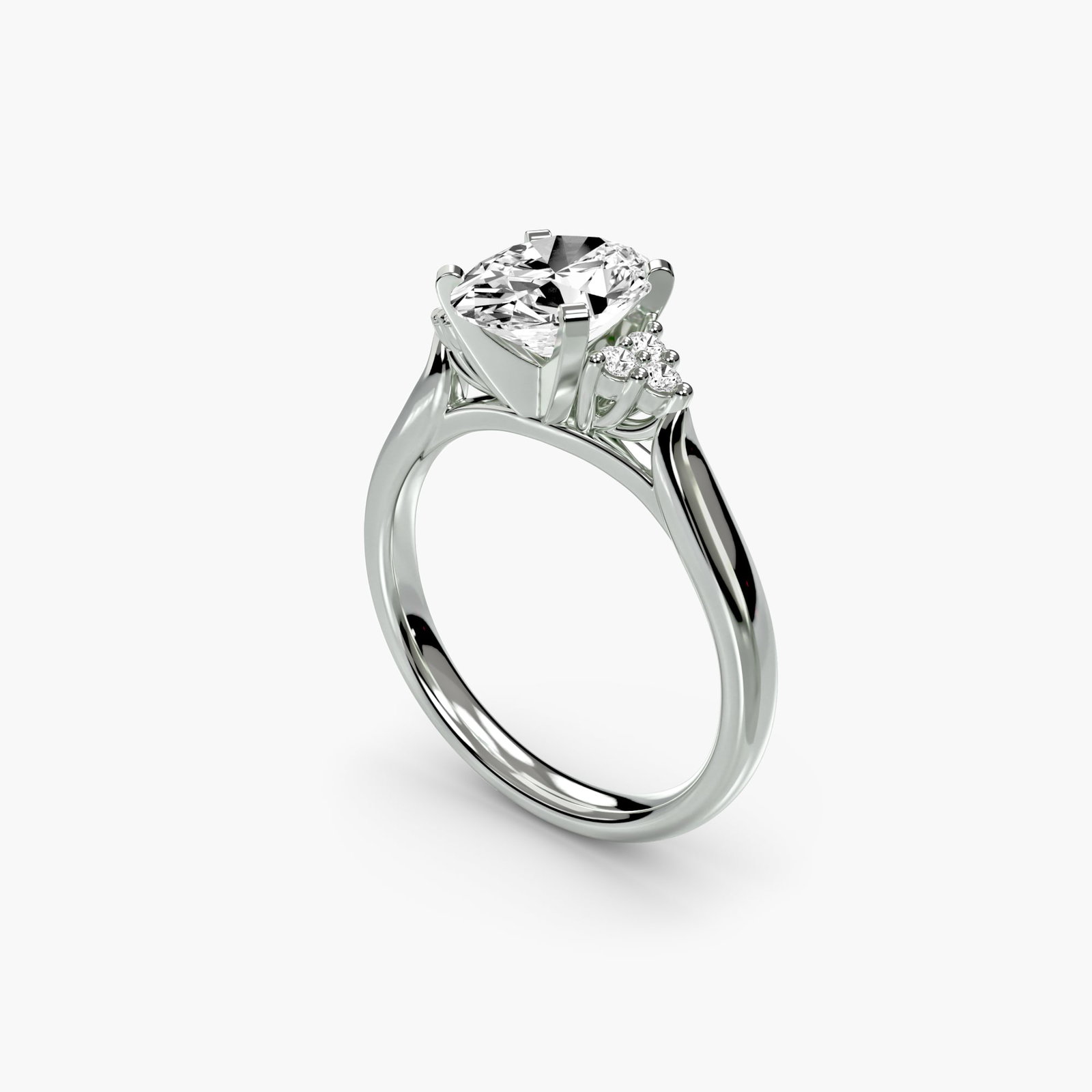 Solitaire Oval 14Kt White Gold Ring Setting - 5