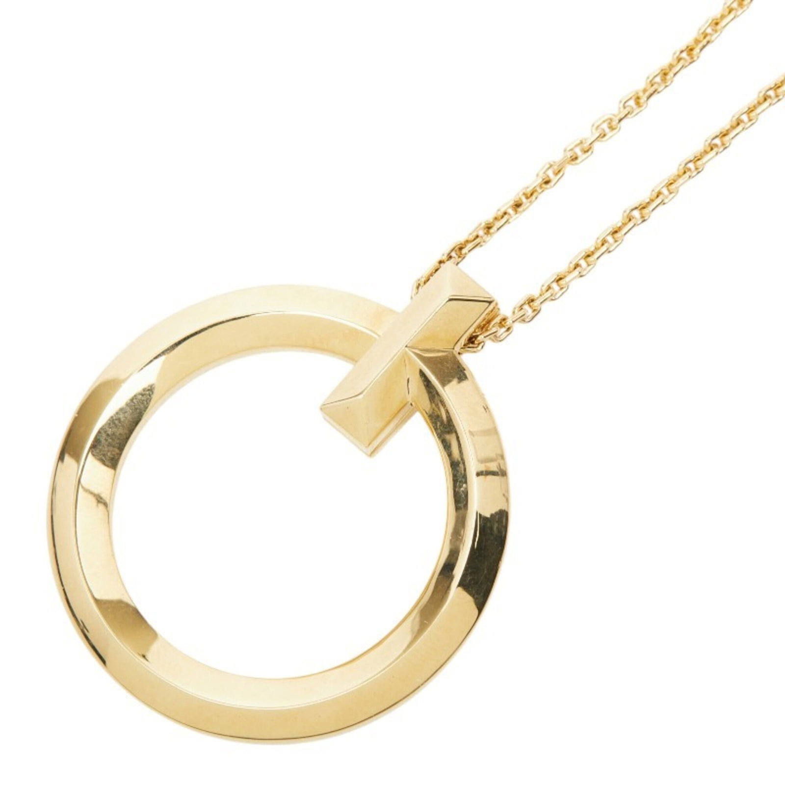 Tiffany & Co. T One Circle Pendant Large Necklace 18K Yellow Gold (Women'S): Tiffany & Co. T One Circle Pendant Large Necklace 18K Yellow Gold (Women'S) Tiffany & Co.'s iconic T One Circle Pendant shines in 18K yellow gold, its large size measuring 40mm x 35mm. This necklace f