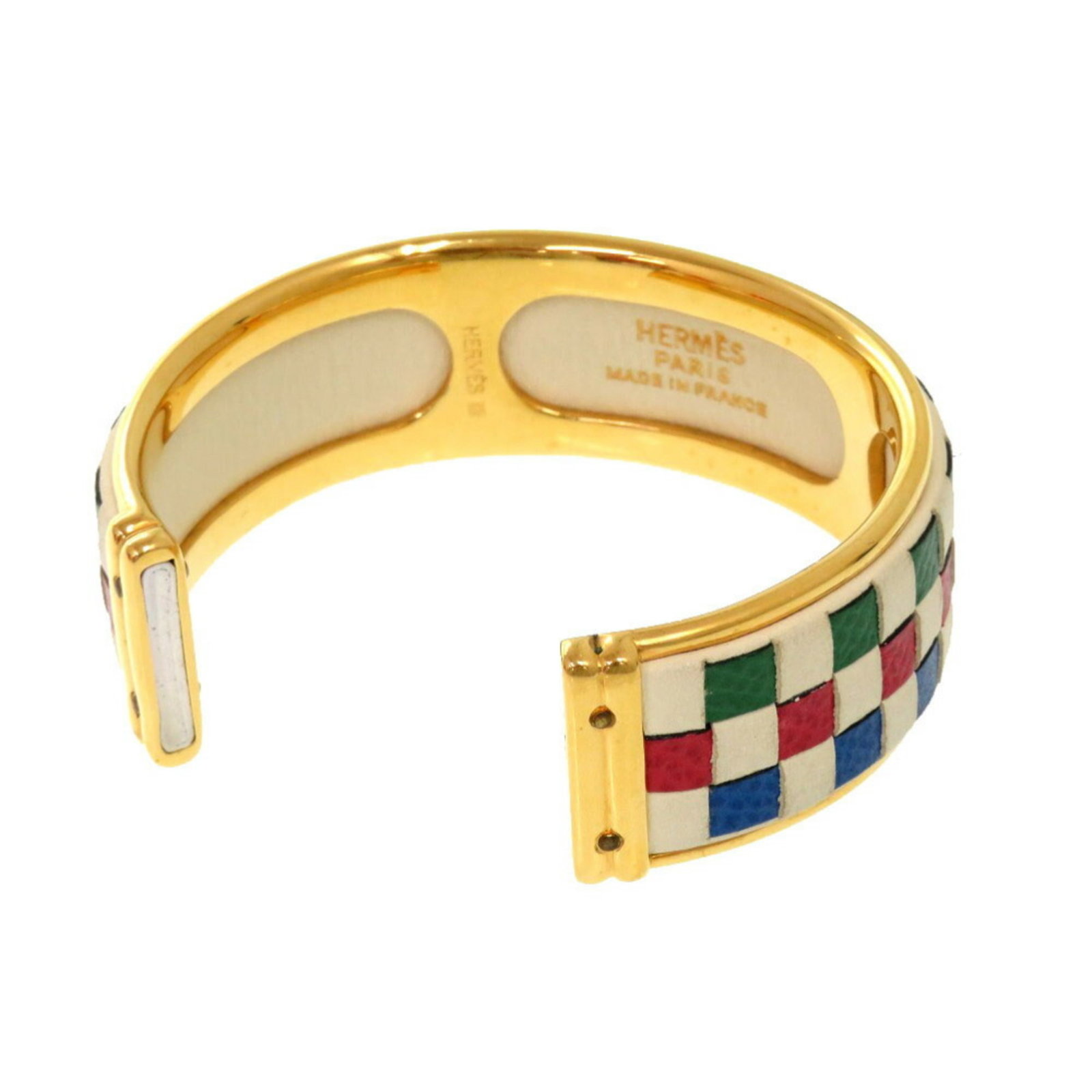 Metal leather bangle Hermes - 3