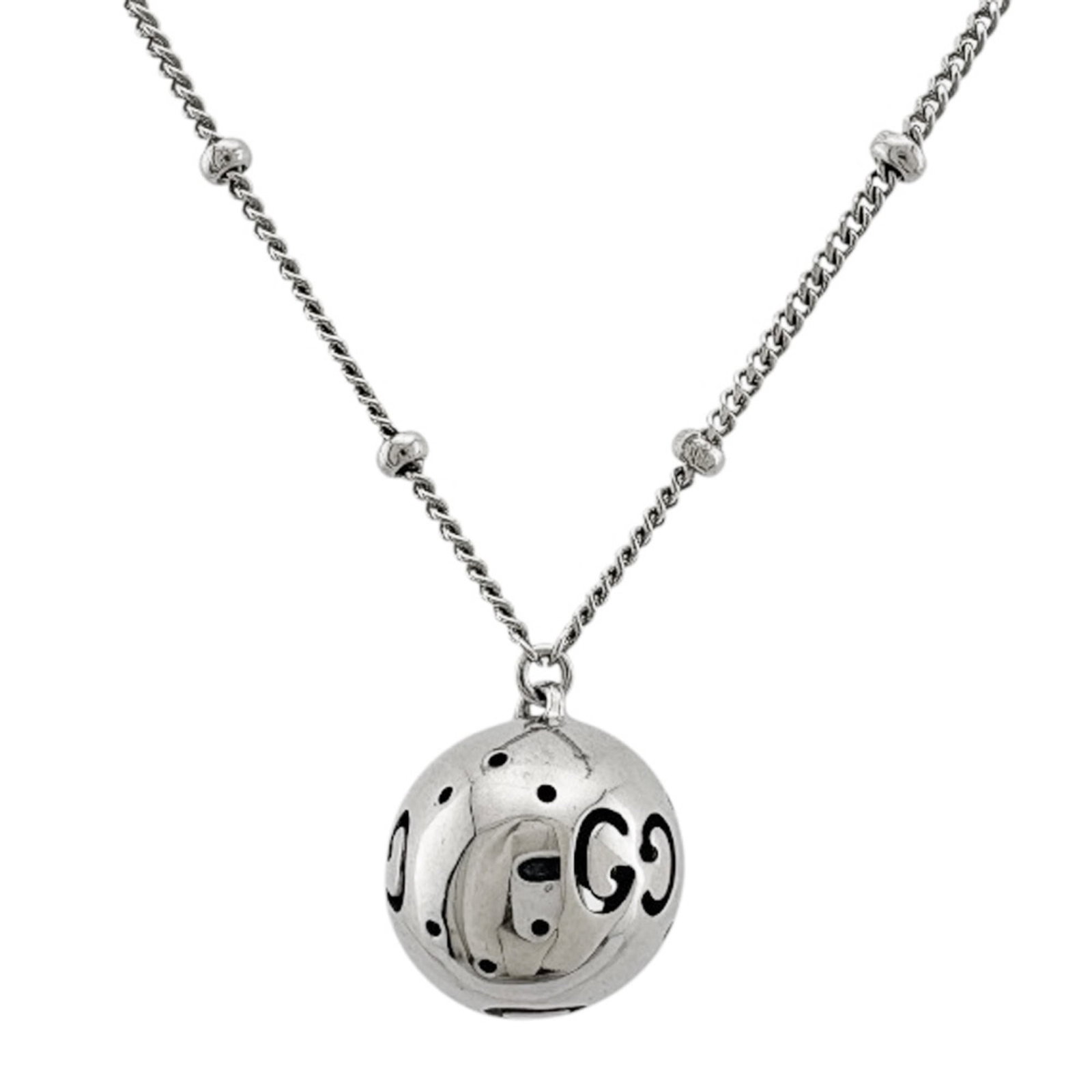 Gucci Women's Icon Ball Necklace 18k Gold: Gucci Women's Icon Ball Necklace 18k Gold 18k White Gold Gucci Icon Ball Necklace, crafted with meticulous attention to detail and presented in mint condition. This exquisite piece boasts a striking d