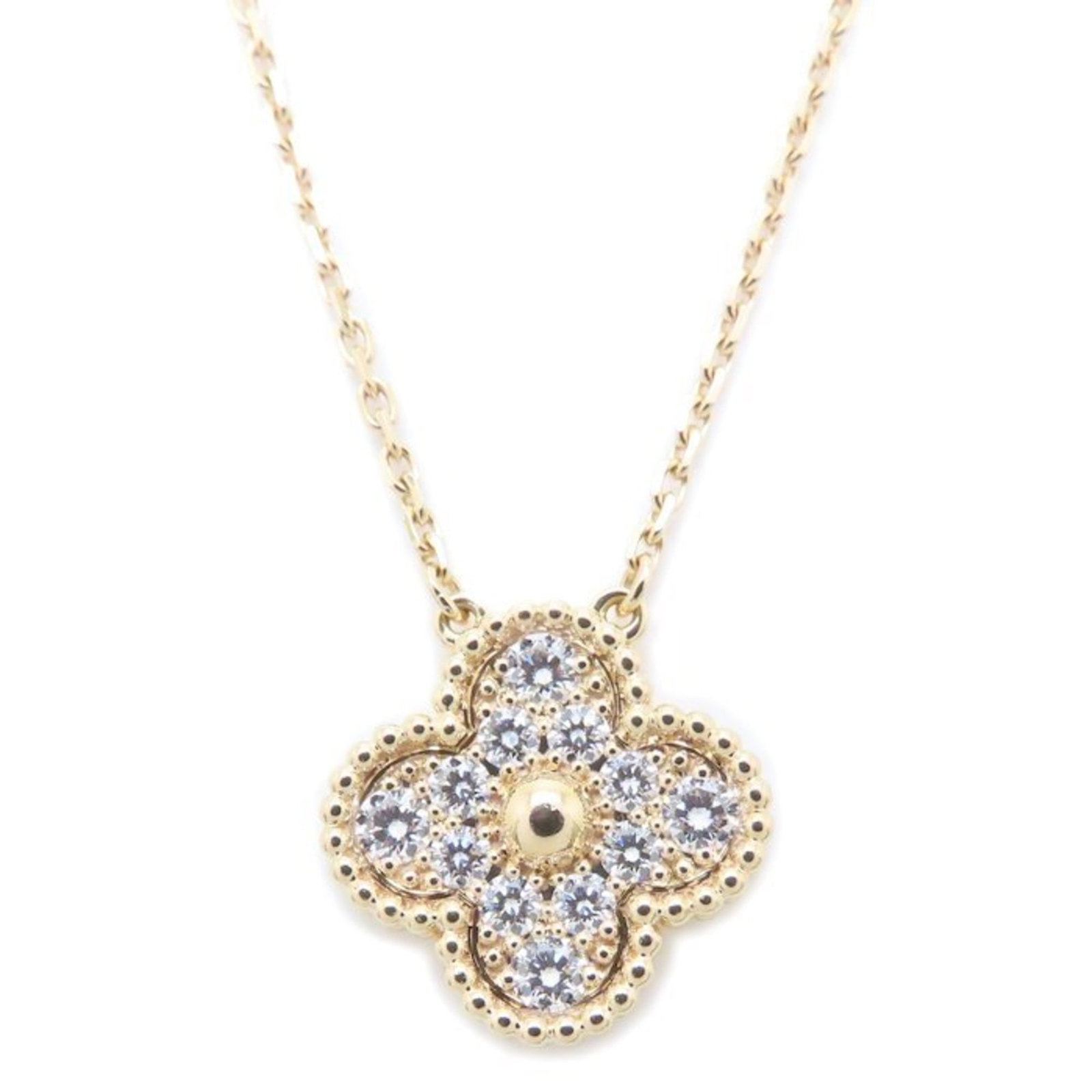 Van Cleef & Arpels Vintage Alhambra Necklace With Diamonds In 18K Gold For Women (Vcarp2R300 294831): Van Cleef & Arpels Vintage Alhambra Necklace With Diamonds In 18K Gold For Women (Vcarp2R300 294831) Pink Gold Alhambra Necklace with Diamonds in 18K, a timeless masterpiece from Van Cleef & Arpels.