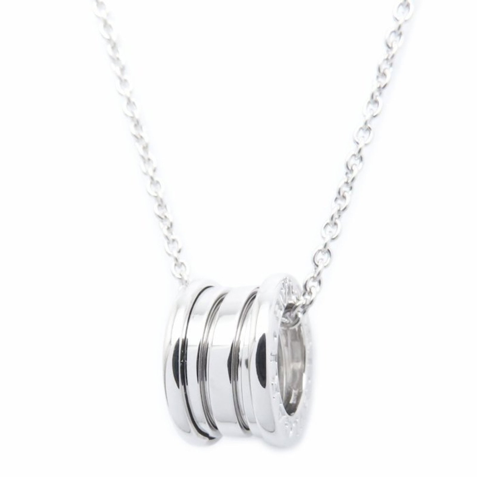 Bvlgari B.Zero1 Necklace In 18Kwg For Women 295053: Bvlgari B.Zero1 Necklace In 18Kwg For Women 295053 In 18K white gold, the Bvlgari B.Zero1 Necklace boasts elegant simplicity with its 8.8mm pendant and 14.7mm diameter. This classic necklace features