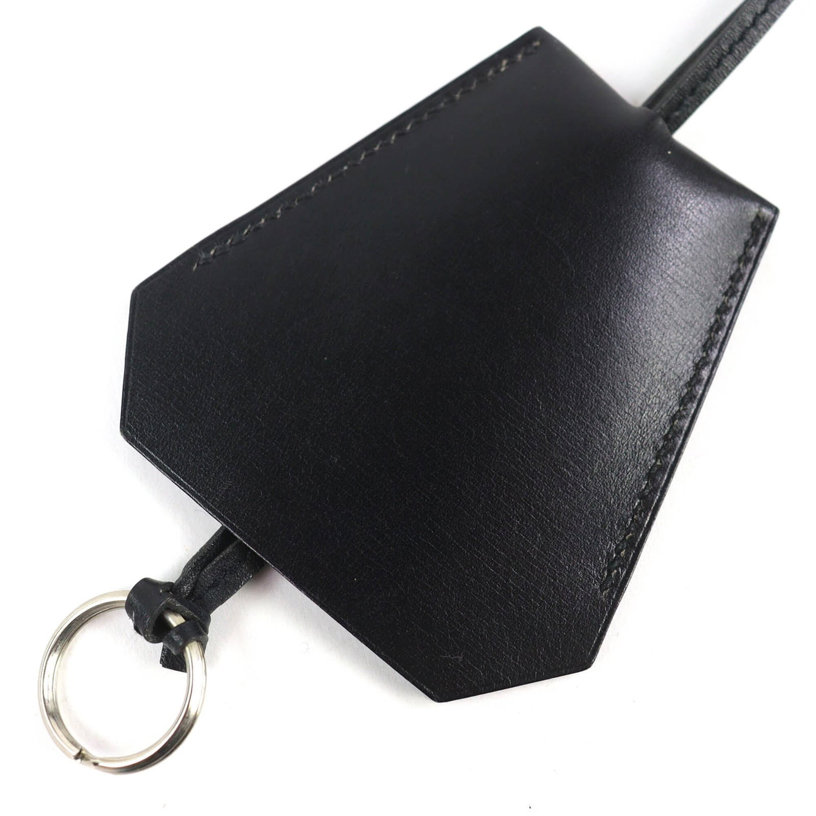 Hermes Vintage Margiela Era Clochette Leather Necklace Black With Silver Hardware ?B Stamp Comes: Hermes Vintage Margiela Era Clochette Leather Necklace Black With Silver Hardware ?B Stamp Comes Black leather Clochette necklace from the Margiela Era, featuring silver hardware and a ?B Stamp. The p