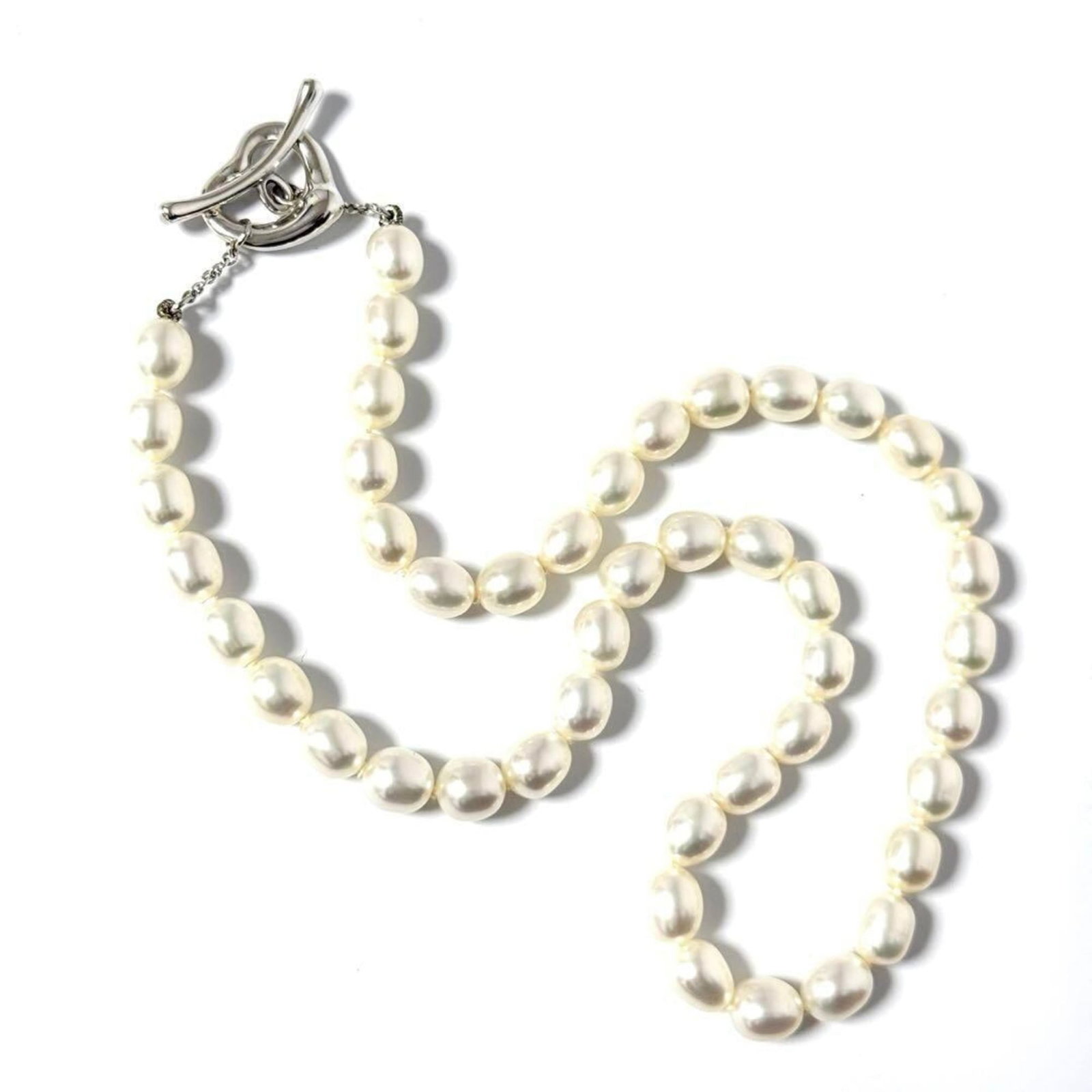 Tiffany Pearl Short Necklace Pendant Open Heart Silver 925 (1 of 10)