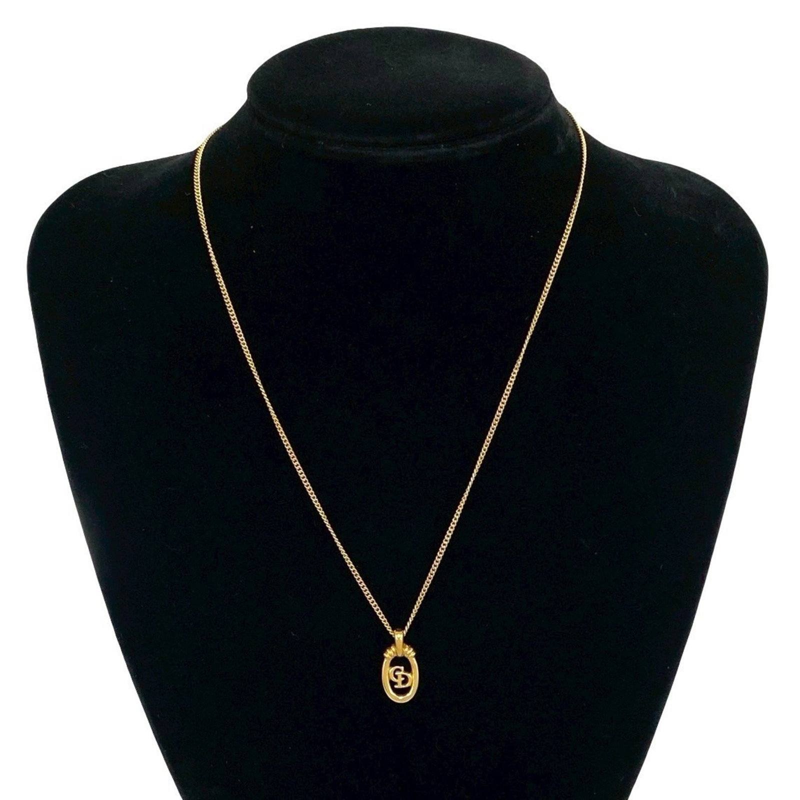 Christian Dior CD Gold Necklace Earrings Set 55862 (1 of 7)