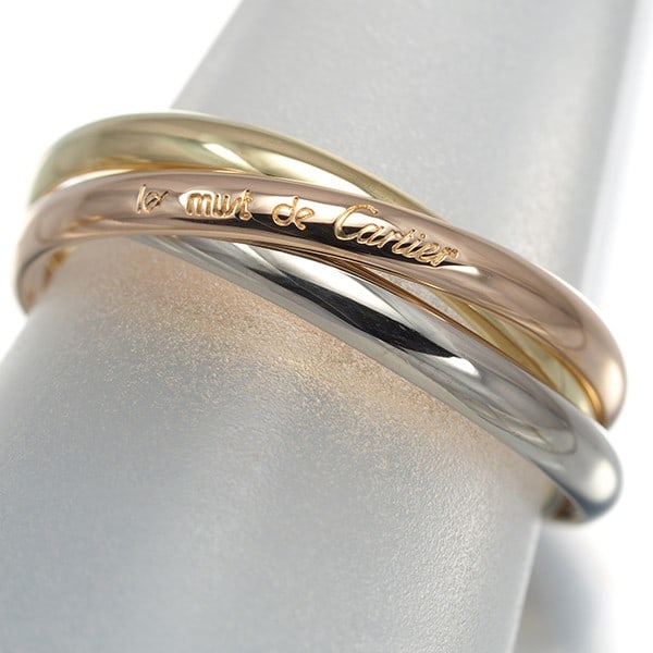 Cartier Ring Trinity 3Color Xs Eu49 18K 750 Yellow White Rose Gold: Cartier Ring Trinity 3Color Xs Eu49 18K 750 Yellow White Rose Gold 18k Yellow, White and Rose Gold Trinity Ring in EU49 Size. This Cartier ring showcases a unique multi-tone gold design with no main