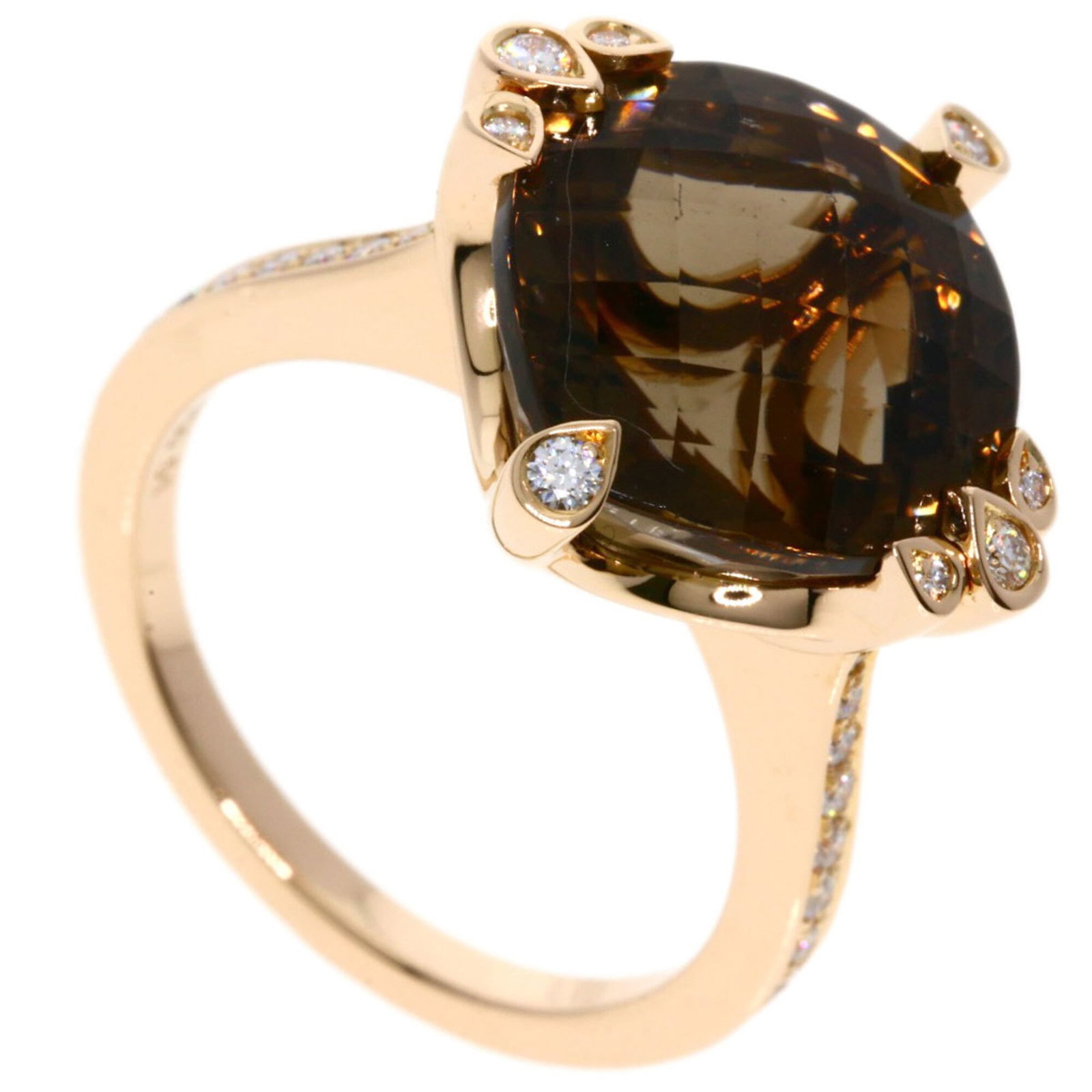 Pink gold 18k ring band from Cartier: Pink gold 18k ring band from Cartier Pink gold 18k Cartier ring band, featuring a diamond and smoky quartz stone set in pink gold. This beautifully crafted piece boasts a sleek design with a subtle