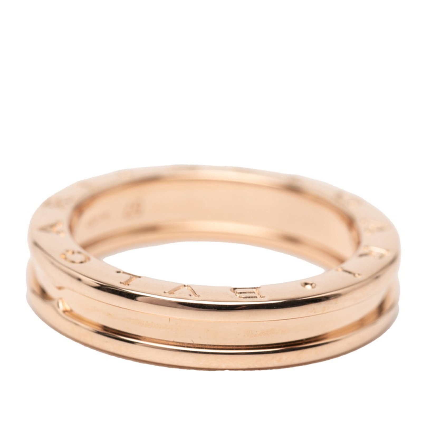 Pink Gold 18K Bvlgari Band Ring: Pink Gold 18K Bvlgari Band Ring Pink Gold 18K Bvlgari Band Ring - A beautiful, used band ring in excellent condition, featuring pink gold (18K) material and a sleek design. With its high-quality const