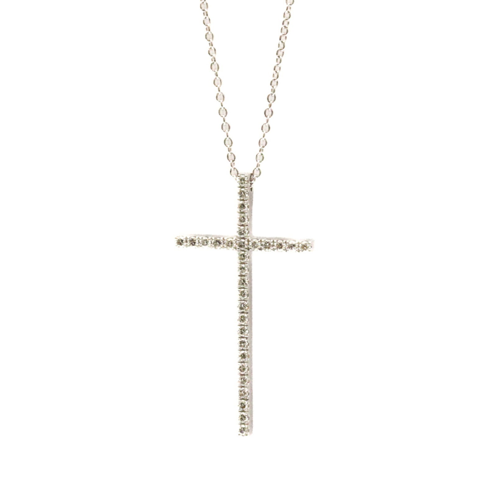Tiffany Metro Cross Diamond Necklace White Gold (18K) Diamond Menwomen Fashion Pendant Necklace: Tiffany Metro Cross Diamond Necklace White Gold (18K) Diamond Menwomen Fashion Pendant Necklace Tiffany's iconic Metro Cross Diamond Necklace shines in white gold, featuring a stunning 3.2g diamond pe