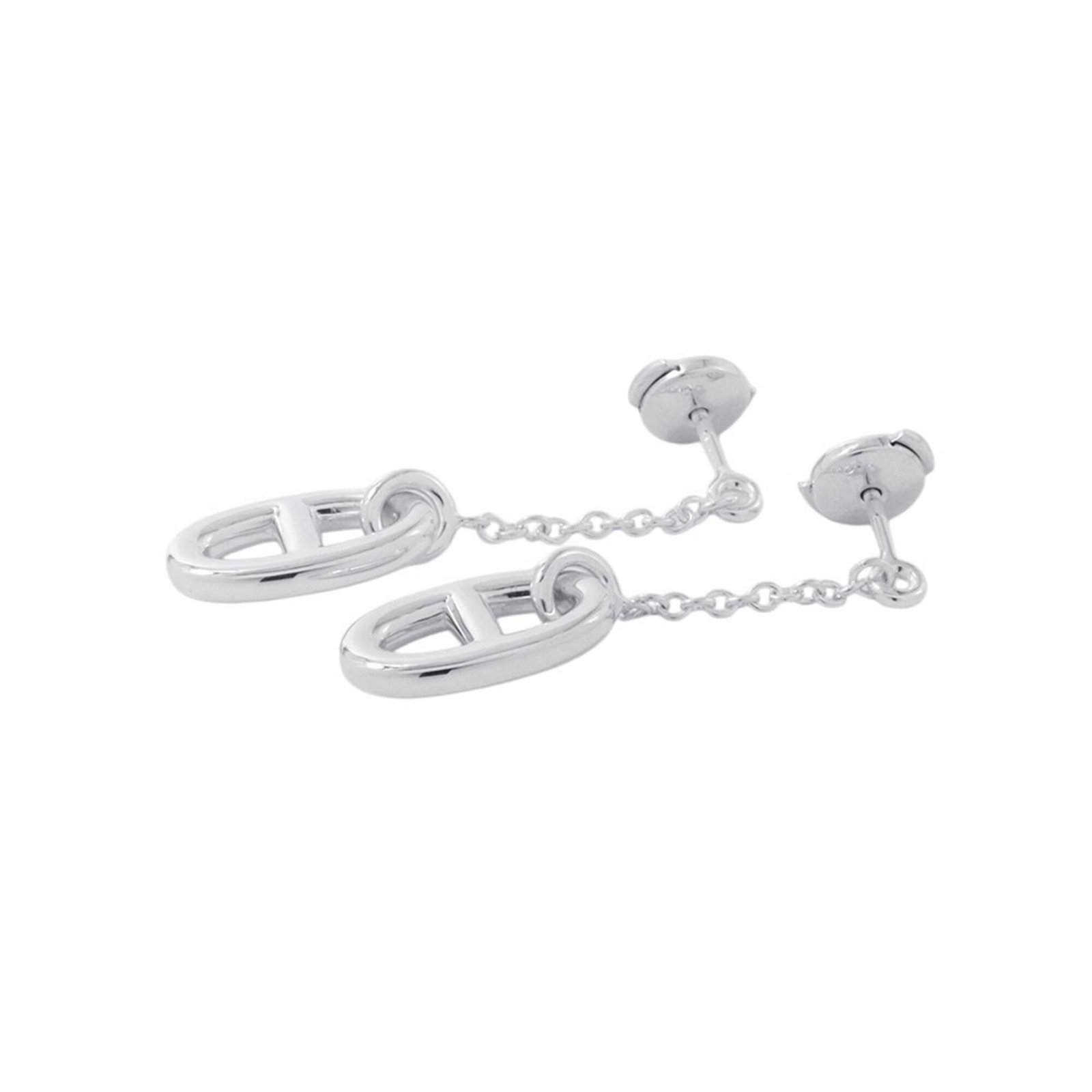 Hermes 925 Silver Earrings Stud - 2