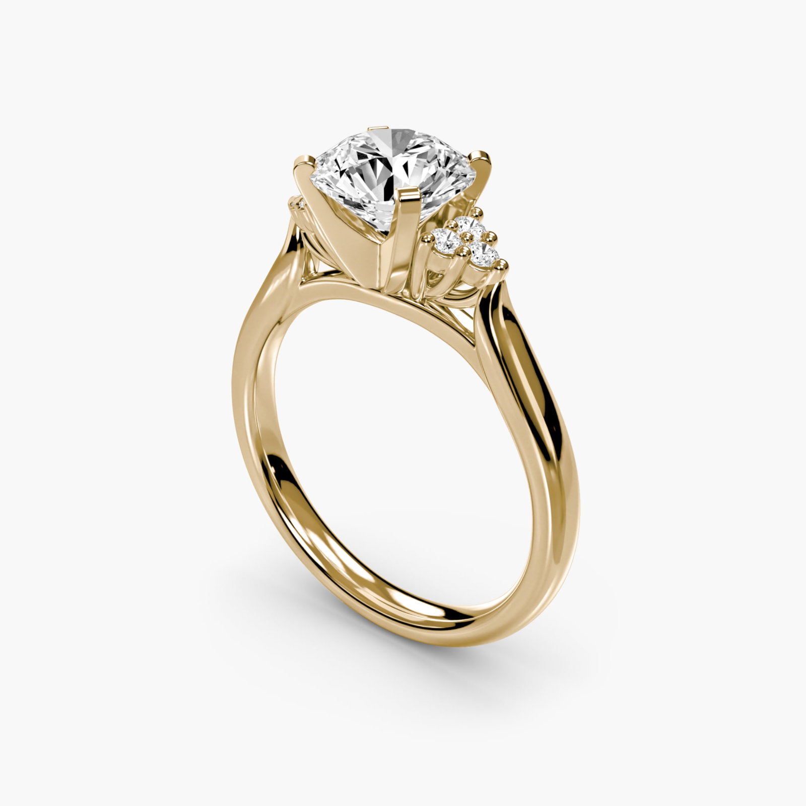 Solitaire Round 14Kt Yellow Gold Ring Setting - 5