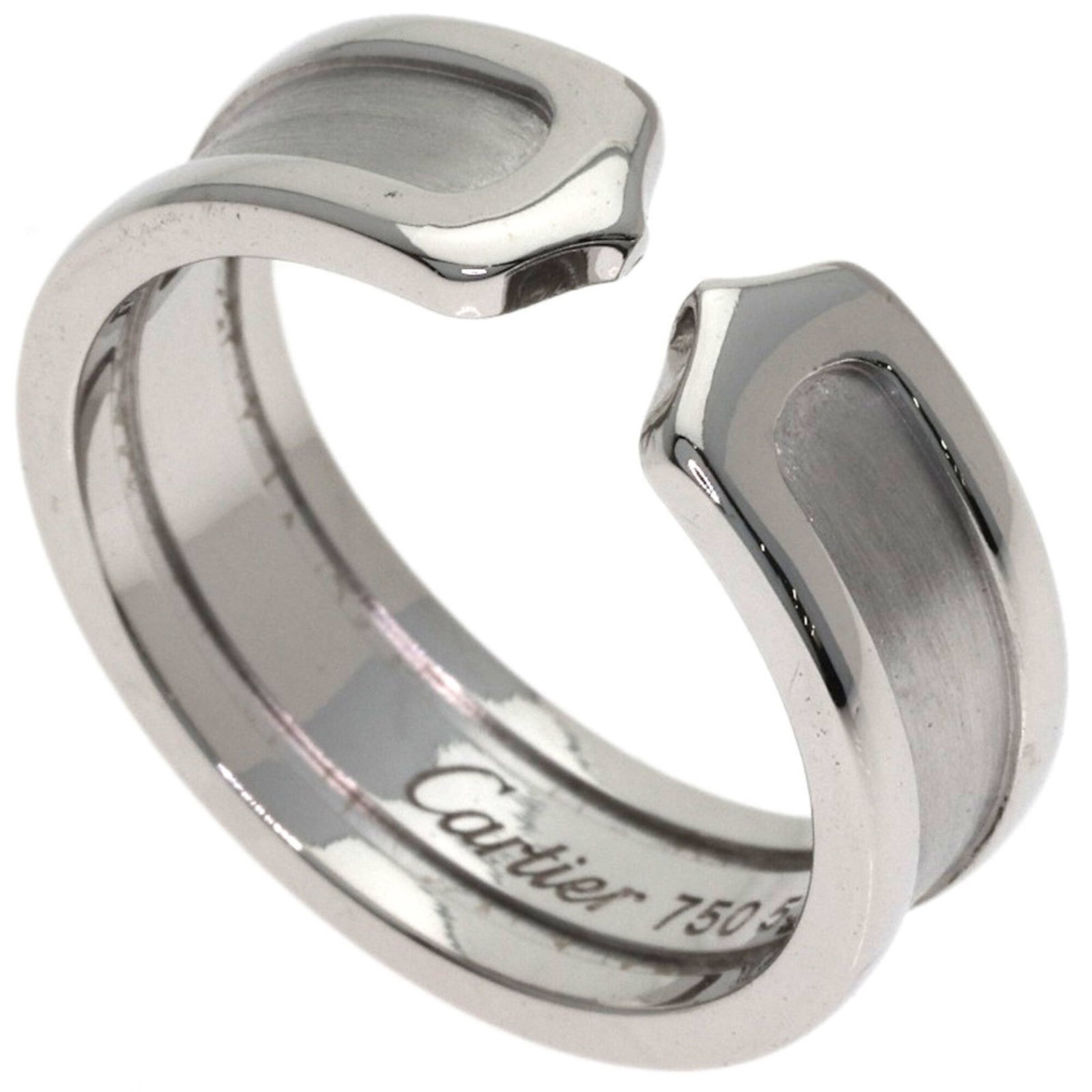 White Gold Cartier Band Ring 18K: White Gold Cartier Band Ring 18K White Gold Cartier Band Ring 18K features an 18k white gold band with a classic design. The ring bears a few traces of usage, some scratches and dirt, but remains in