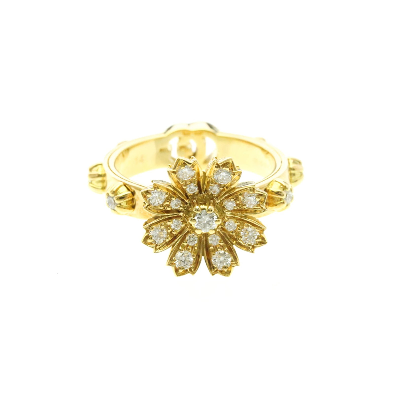 Gucci Band Ring Yellow Gold (18K): Gucci Band Ring Yellow Gold (18K) Yellow Gold (18K) Band Ring from Gucci, featuring a diamond stone and 14k gold construction. This fashion ring boasts a classic style with a 13.70mm x 13.00mm