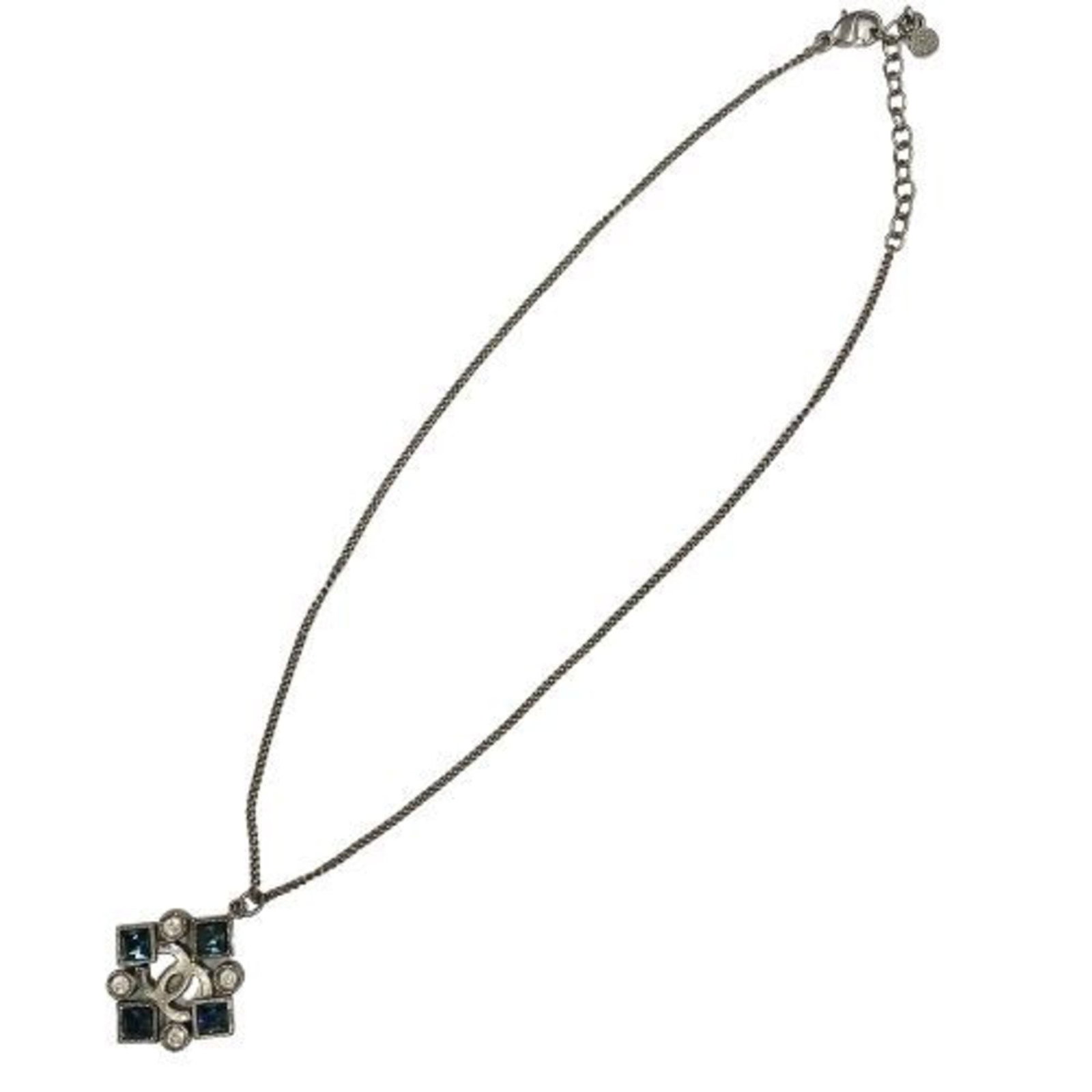 Coco Gripoix Chanel Mark Vintage Rhinestone Pendant Necklace In Silver Ws2865 (1 of 5)