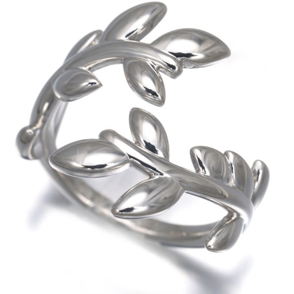 Tiffany & Co ring olive leaf bypass us5 silver 925 (1 of 5)