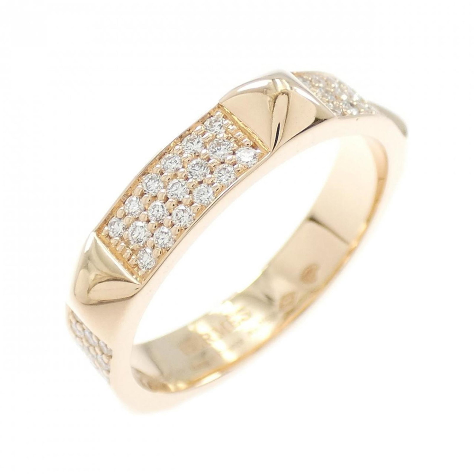 Pink Gold 18k Hermes Band Ring: Pink Gold 18k Hermes Band Ring Pink Gold 18k Hermes Band Ring features a beautiful pink gold band, adorned with diamonds. This 51 US size ring is in like new condition, with hardly any traces of usage