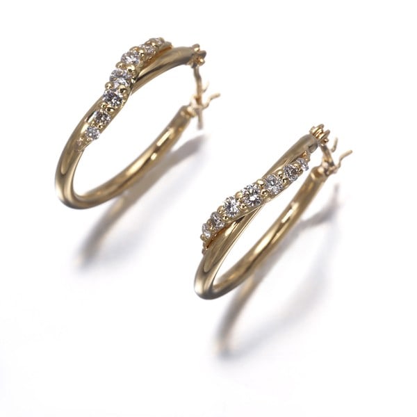 Diamond 0.08Ct/ 0.08Ct Hoop Earrings 18K 750 Yellow Gold (1 of 4)