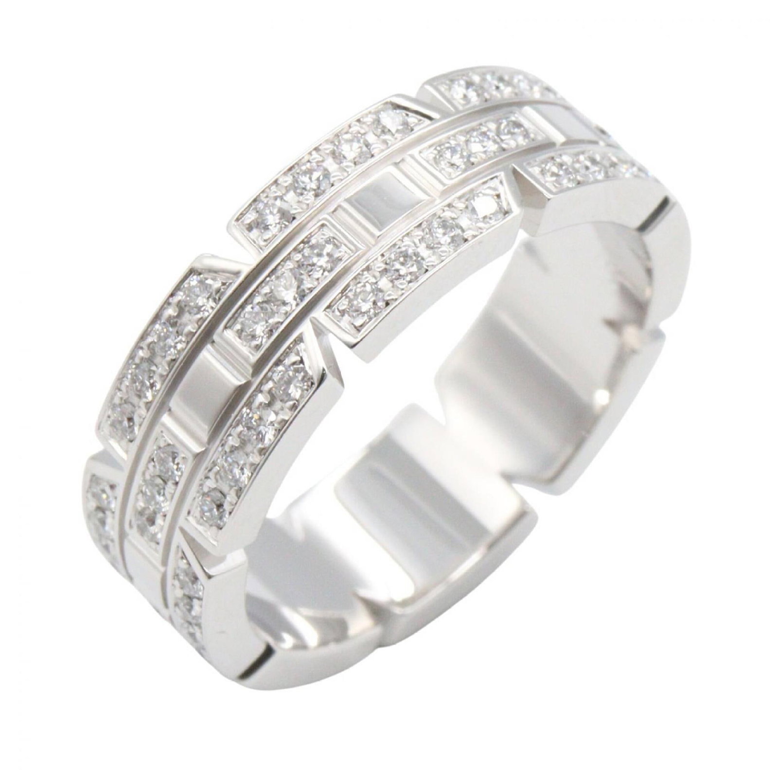 White Gold Cartier Band Ring 18K: White Gold Cartier Band Ring 18K 18K White Gold Cartier Band Ring in Excellent Condition. This beautiful ring features a clear, silver band made from high-quality white gold and boasts a classic desig