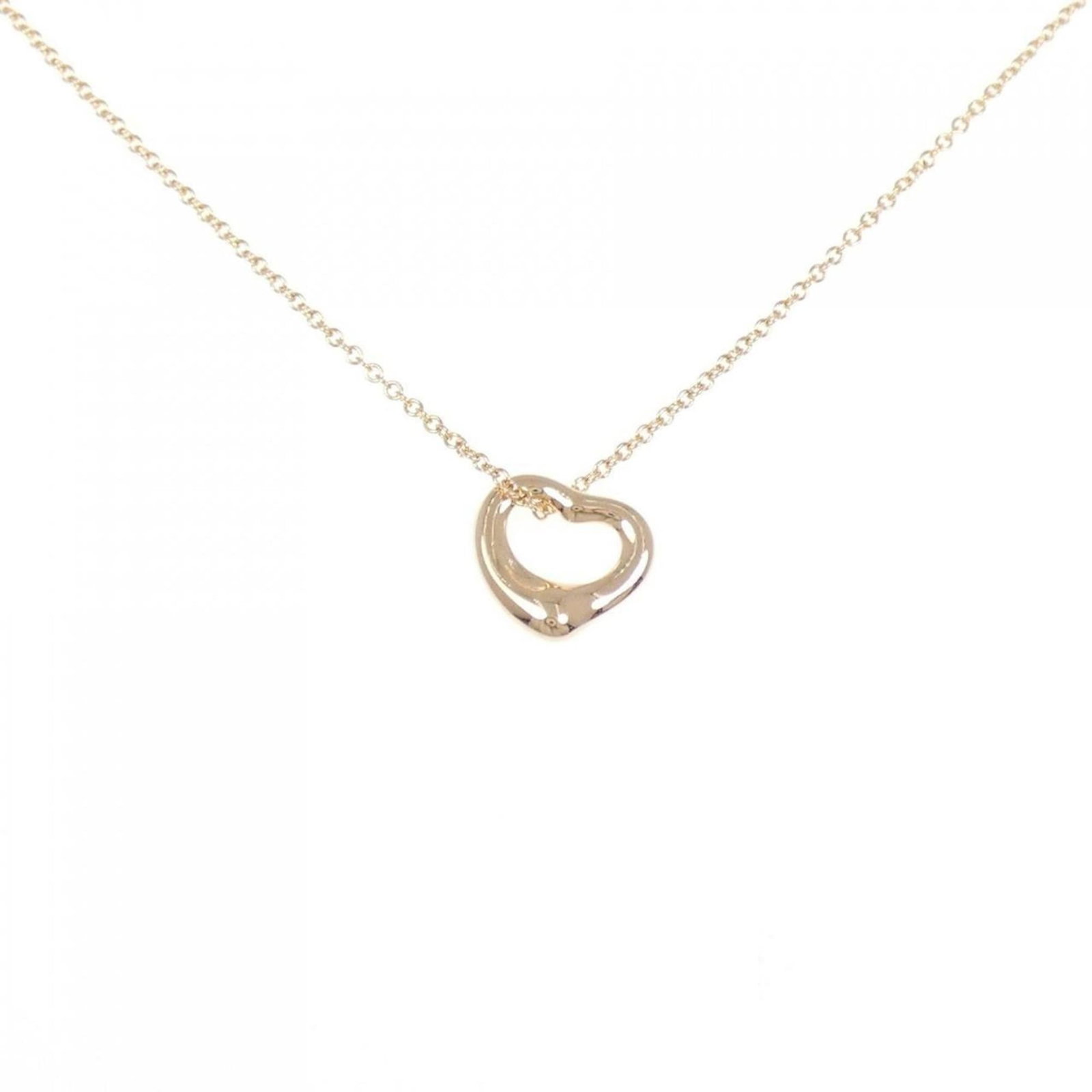Heart Open Tiffany Necklace: Heart Open Tiffany Necklace The Heart Open Tiffany Necklace boasts an elegant design with a pink gold finish, featuring a beautiful pendant that measures 10.2mm x 10.6mm. Made from 18K gold, its