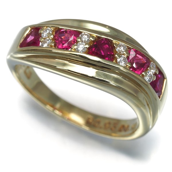 Ruby 0.93Ct Diamond 0.10Ct Ring Us6 18K 750 Yellow Gold (1 of 5)