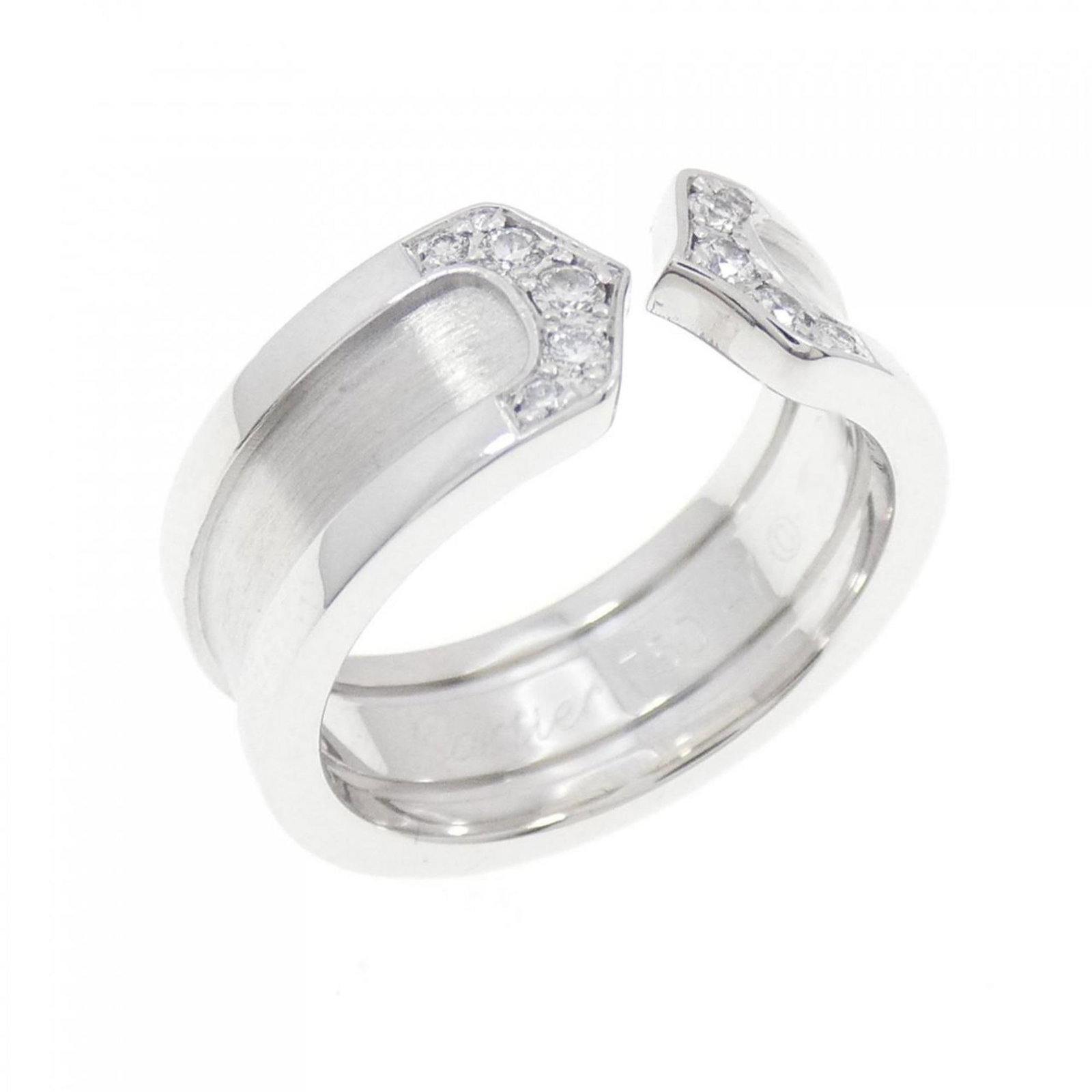 White Gold Cartier Band Ring 18K: White Gold Cartier Band Ring 18K White Gold Cartier Band Ring 18K features an elegant design with 18K white gold material and diamond accents, showcasing the luxury brand's signature style. This women