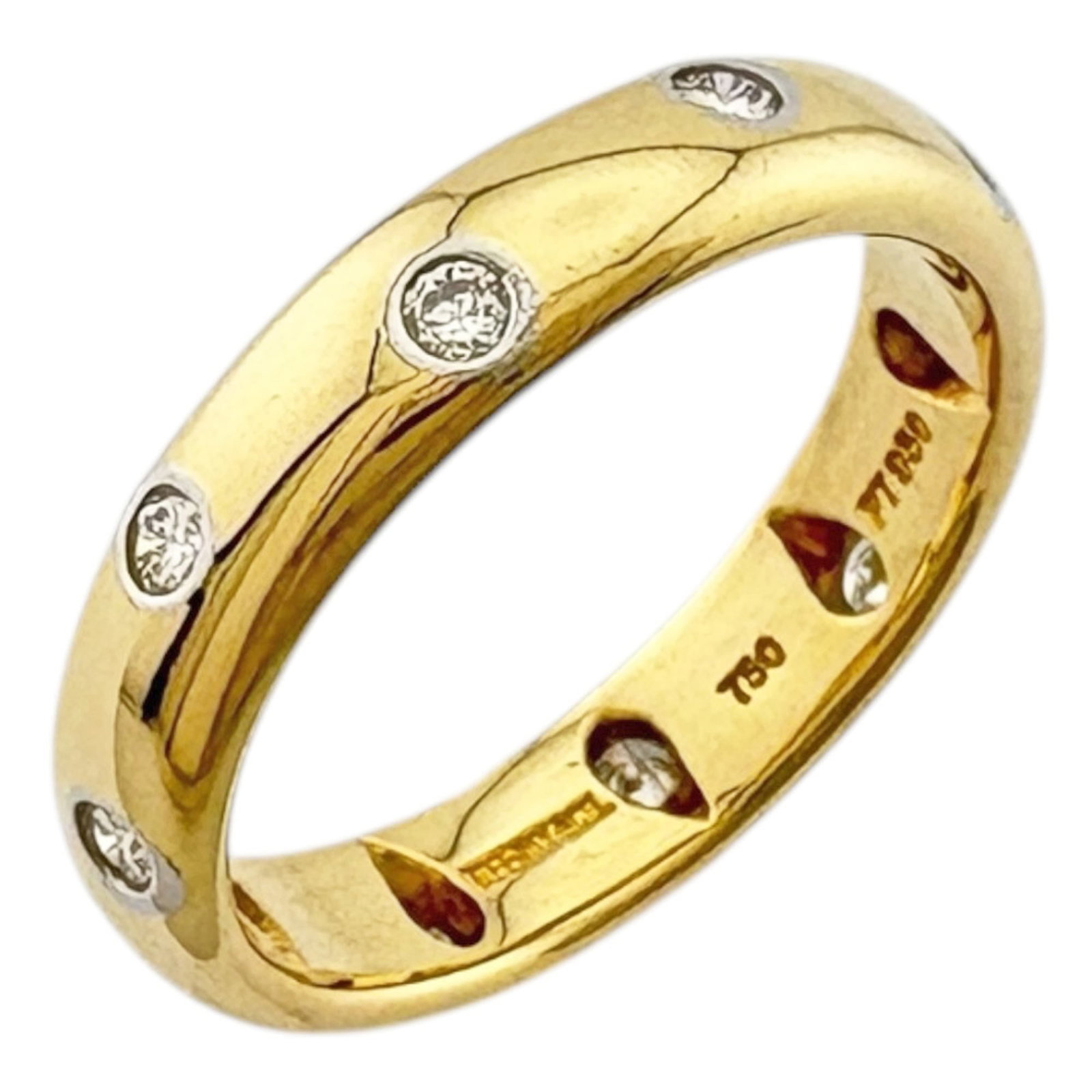 Tiffany Band Ring Platinum 950 Yellow Gold (18K): Tiffany Band Ring Platinum 950 Yellow Gold (18K) Platinum 950 Yellow Gold (18K) band ring from Tiffany, featuring a diamond stone and a classic design. This used item is in like new condition, with
