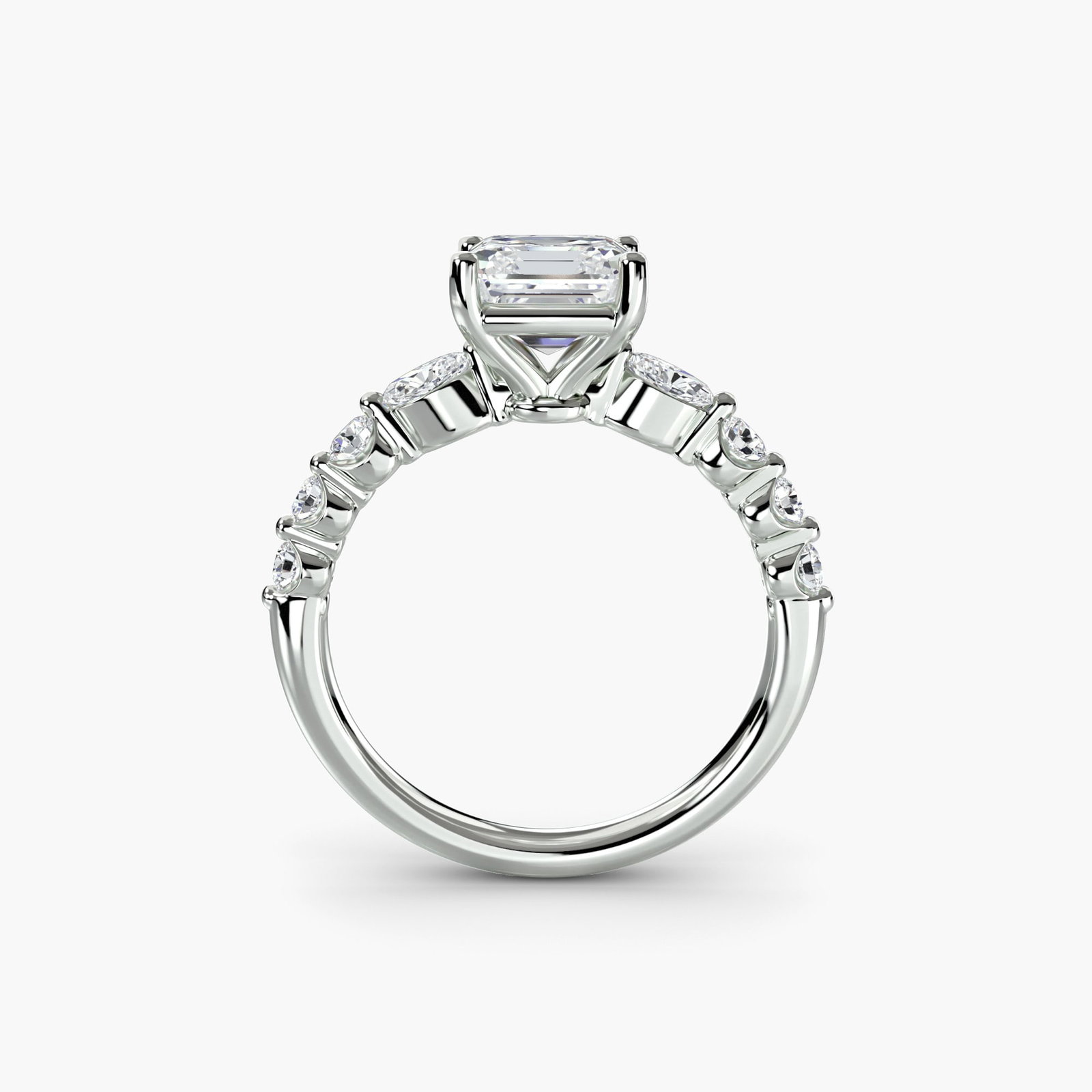 Pave Asscher 950 Platinum Ring Setting - 4